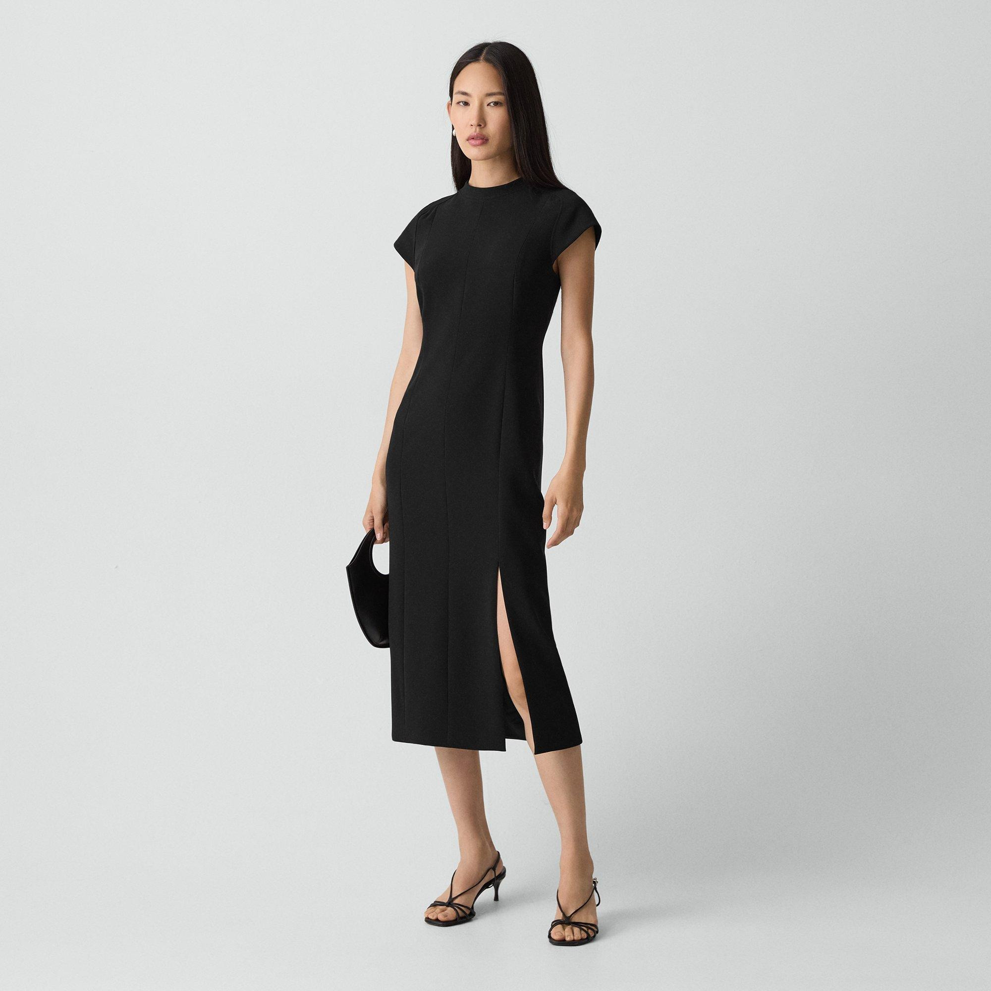 Short-Sleeve Midi Dress in Admiral Crepe - 3