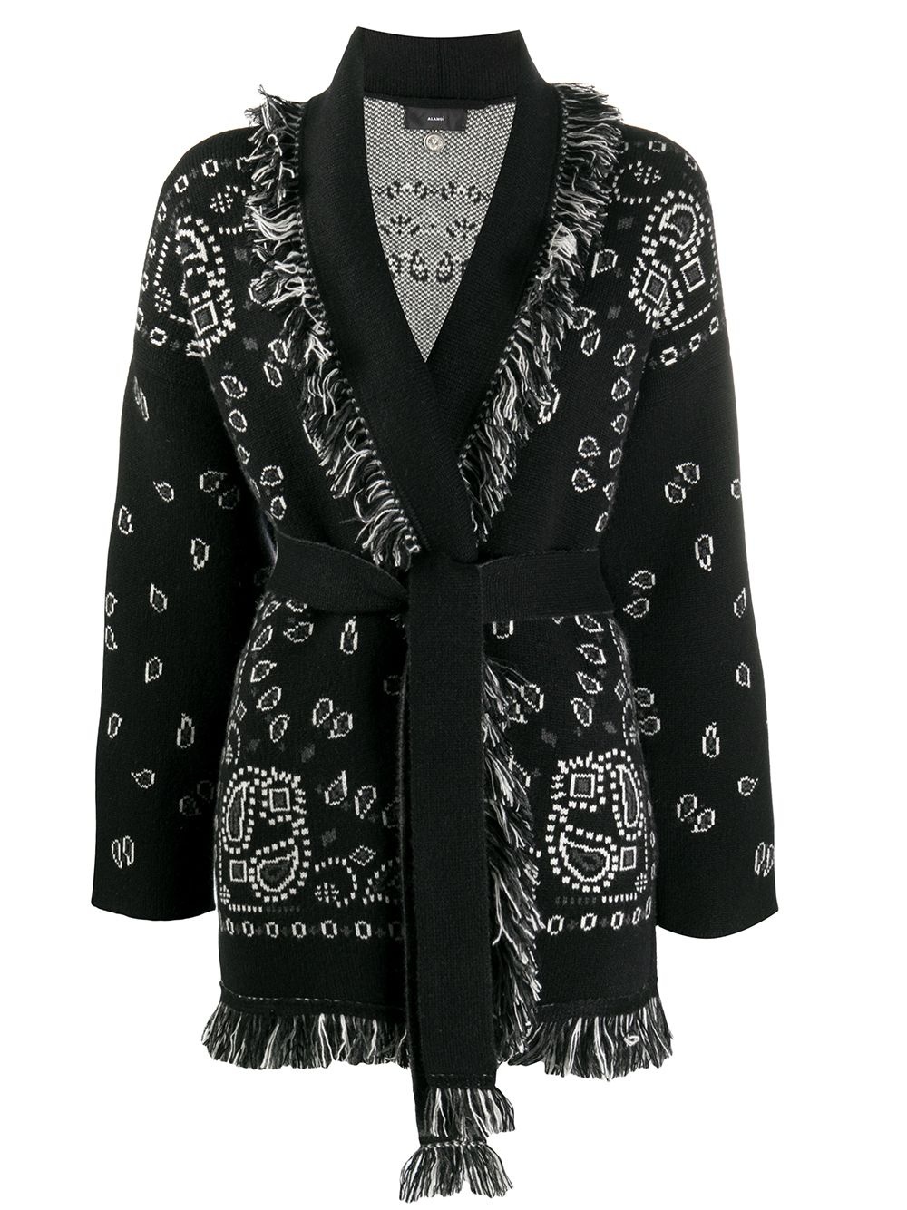 paisley frayed tie cardigan - 1