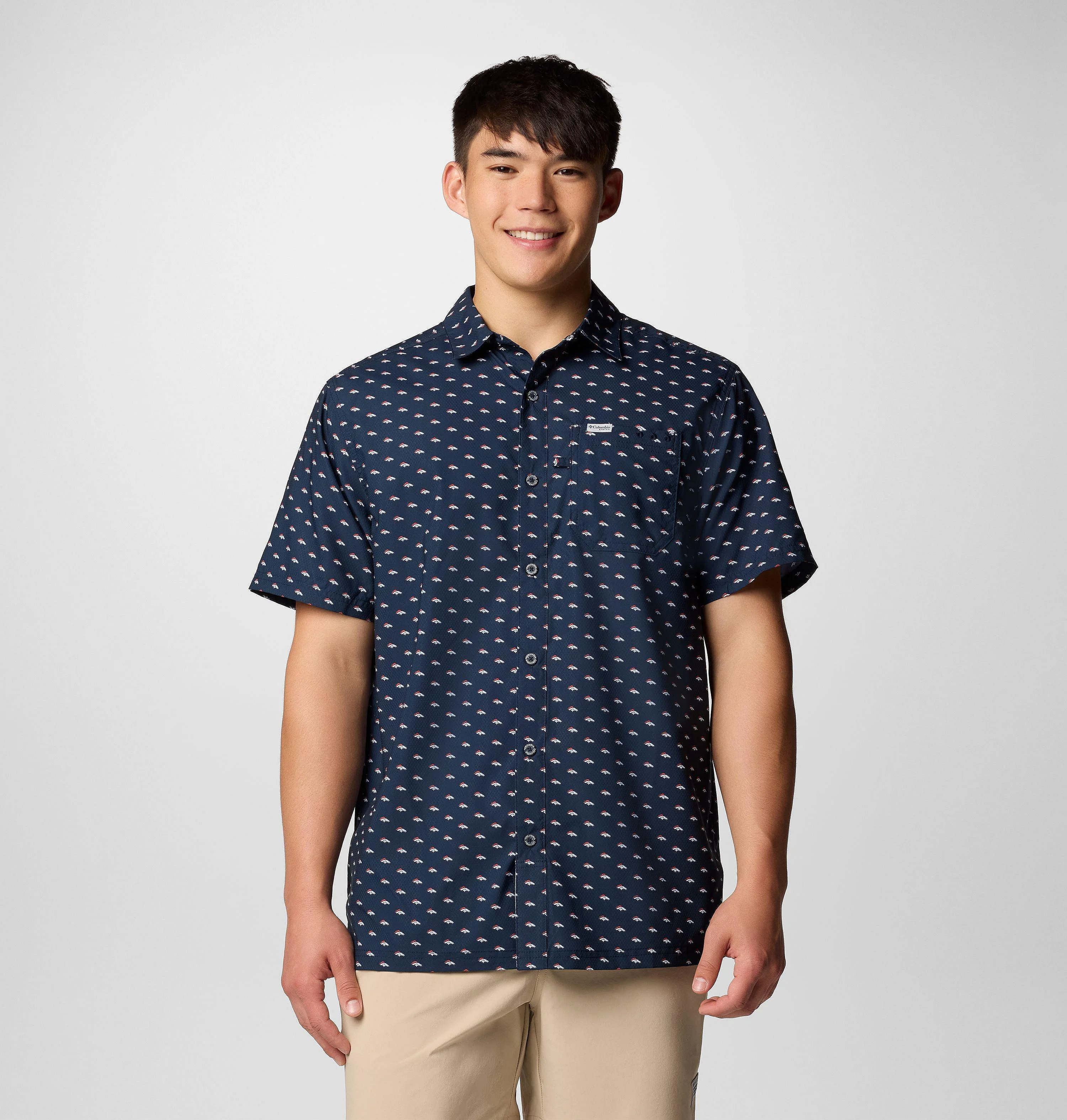 Men's PFG Super Slack Tide Short Sleeve Shirt - Denver Broncos - 1