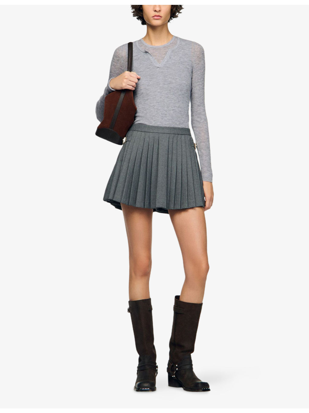 Pleated High-Rise Stretch-Woven Mini Skirt - 2
