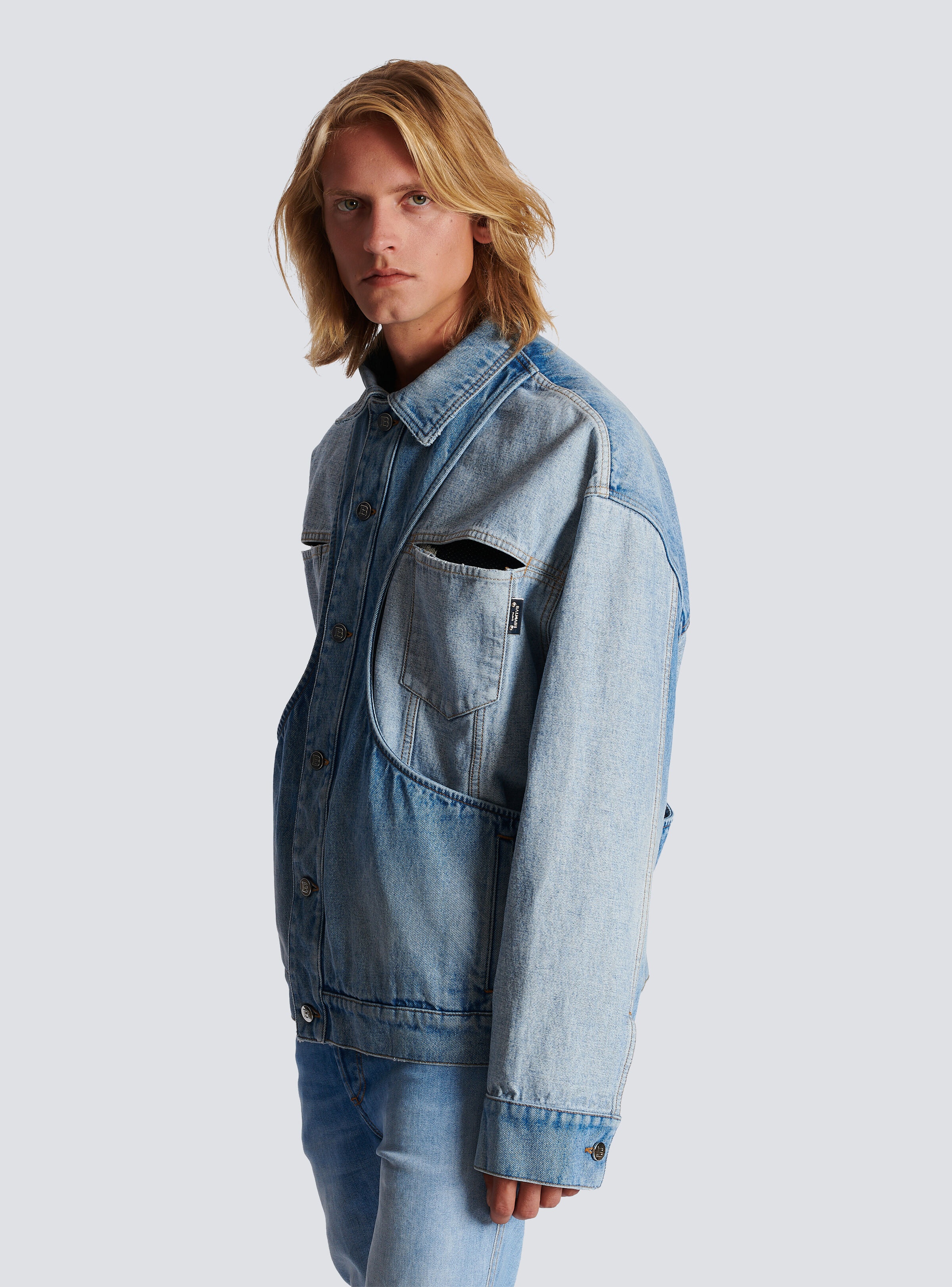 Reverse cut denim jacket - 6