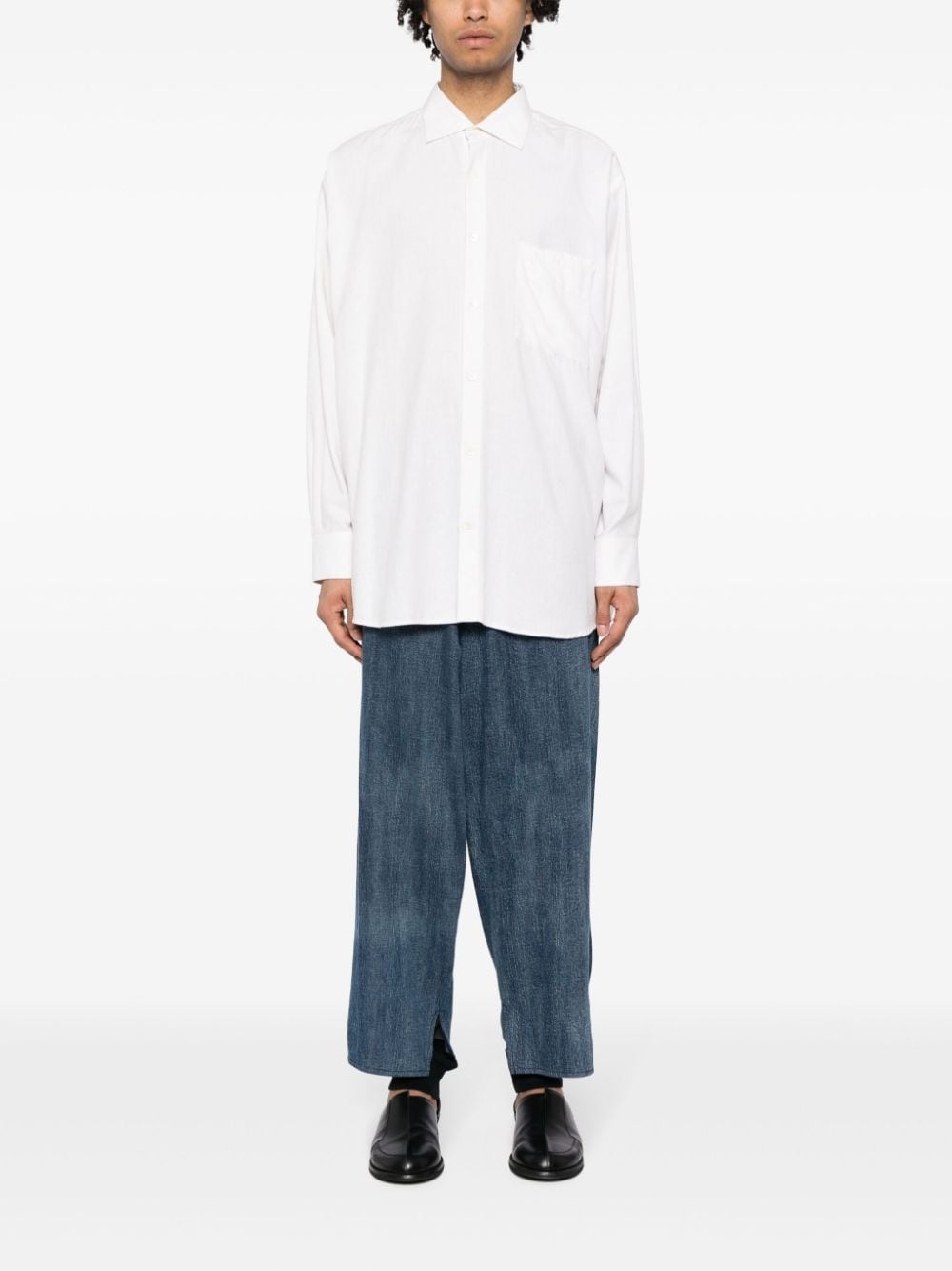 layered wide-leg cotton trousers - 2