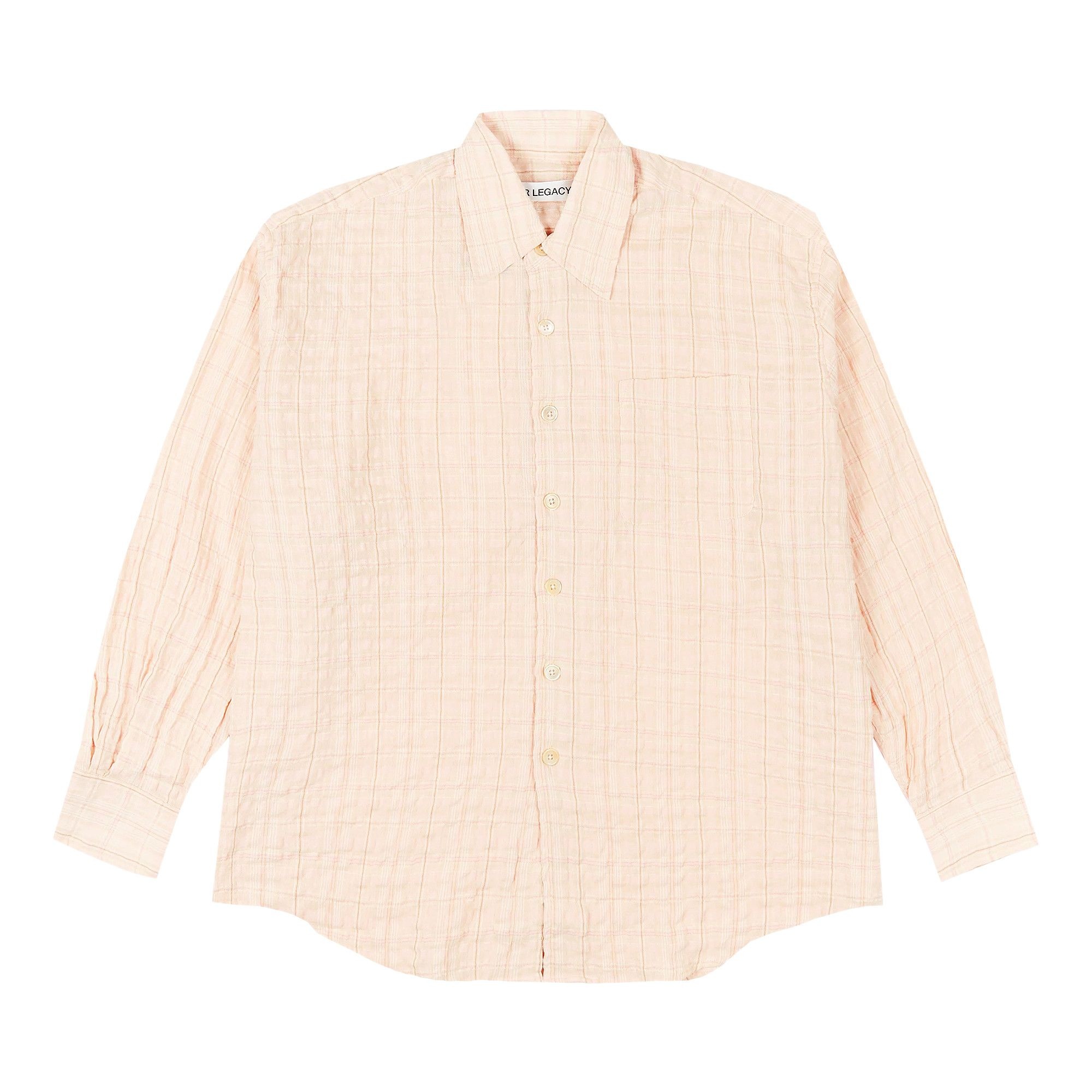 Our Legacy Check Seersucker Borrowed Button Down Shirt 'Beige' - 1