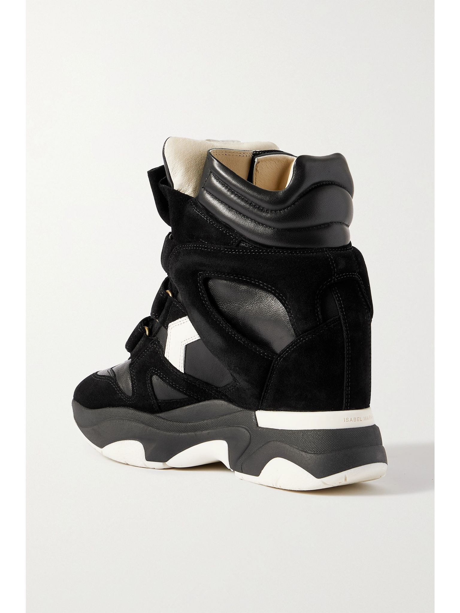 Balskee leather and suede high-top wedge sneakers Black - 3