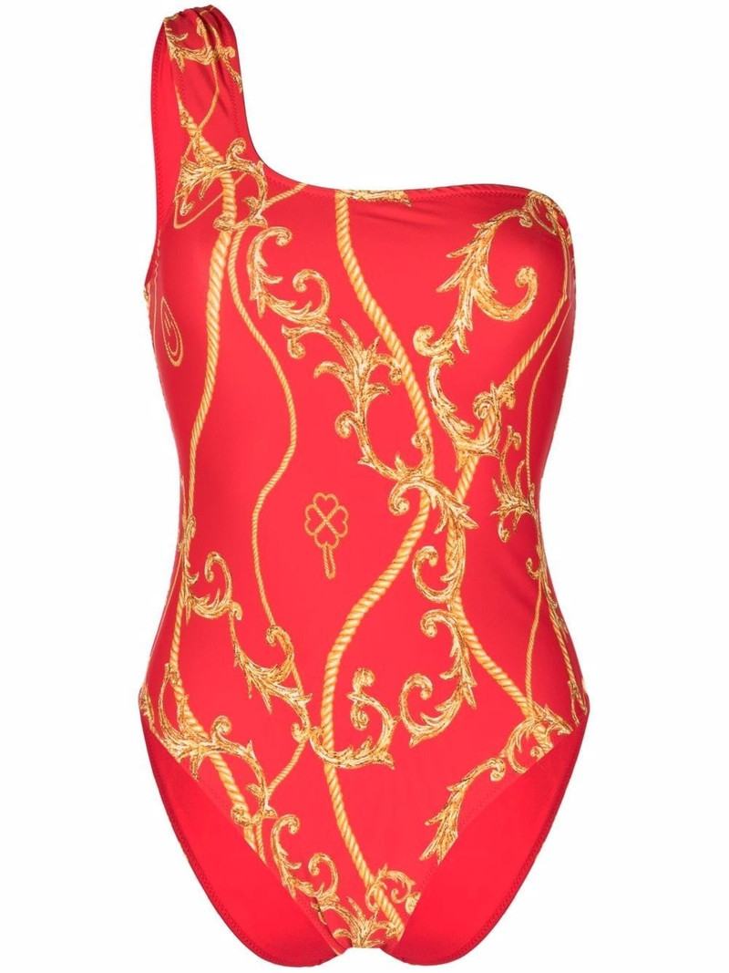 baroque-print one-shoulder swimsuit 1