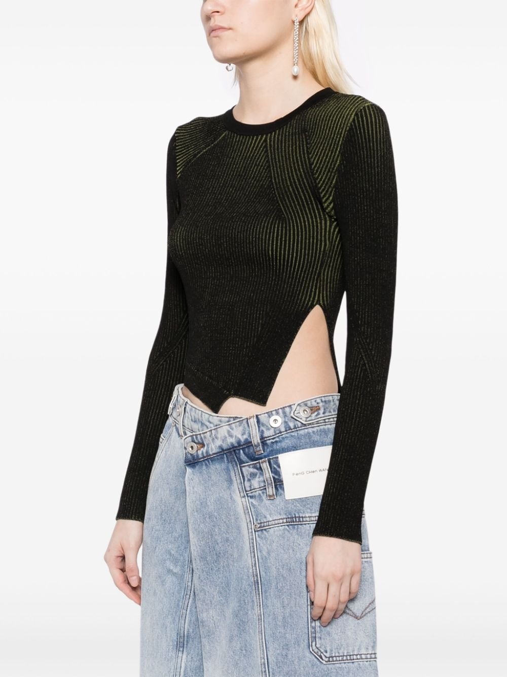 side-slit asymmetric knitted top - 3