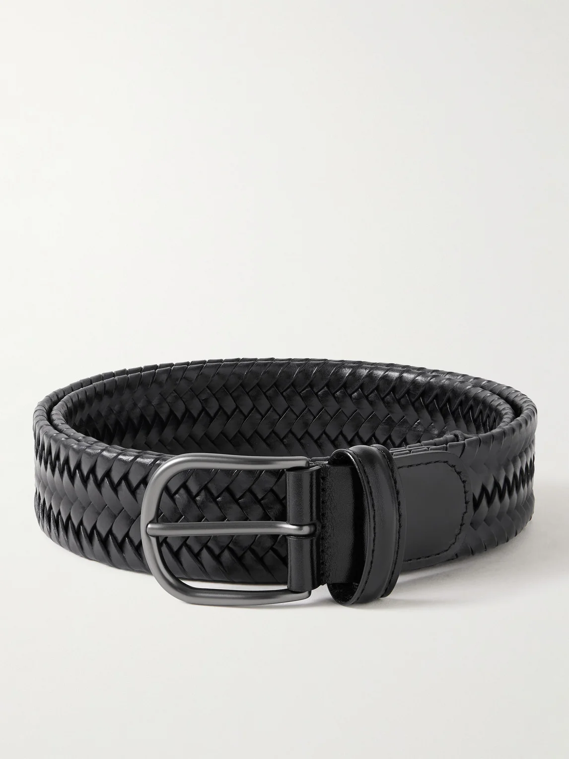 3.5cm Woven Leather Belt - 1