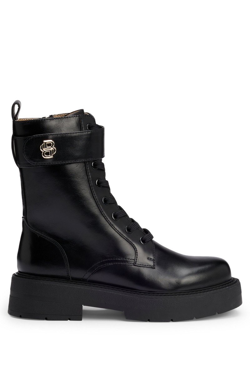 LACE-UP BOOTS IN LEATHER WITH DOUBLE B MONOGRAM 1