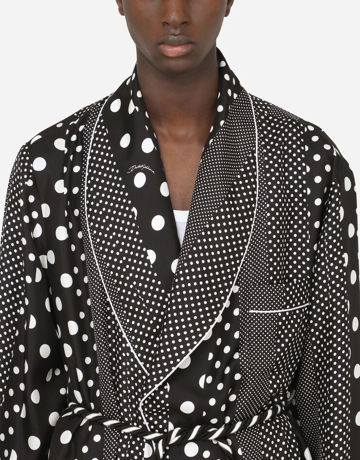 Silk robe with polka-dot print - 4