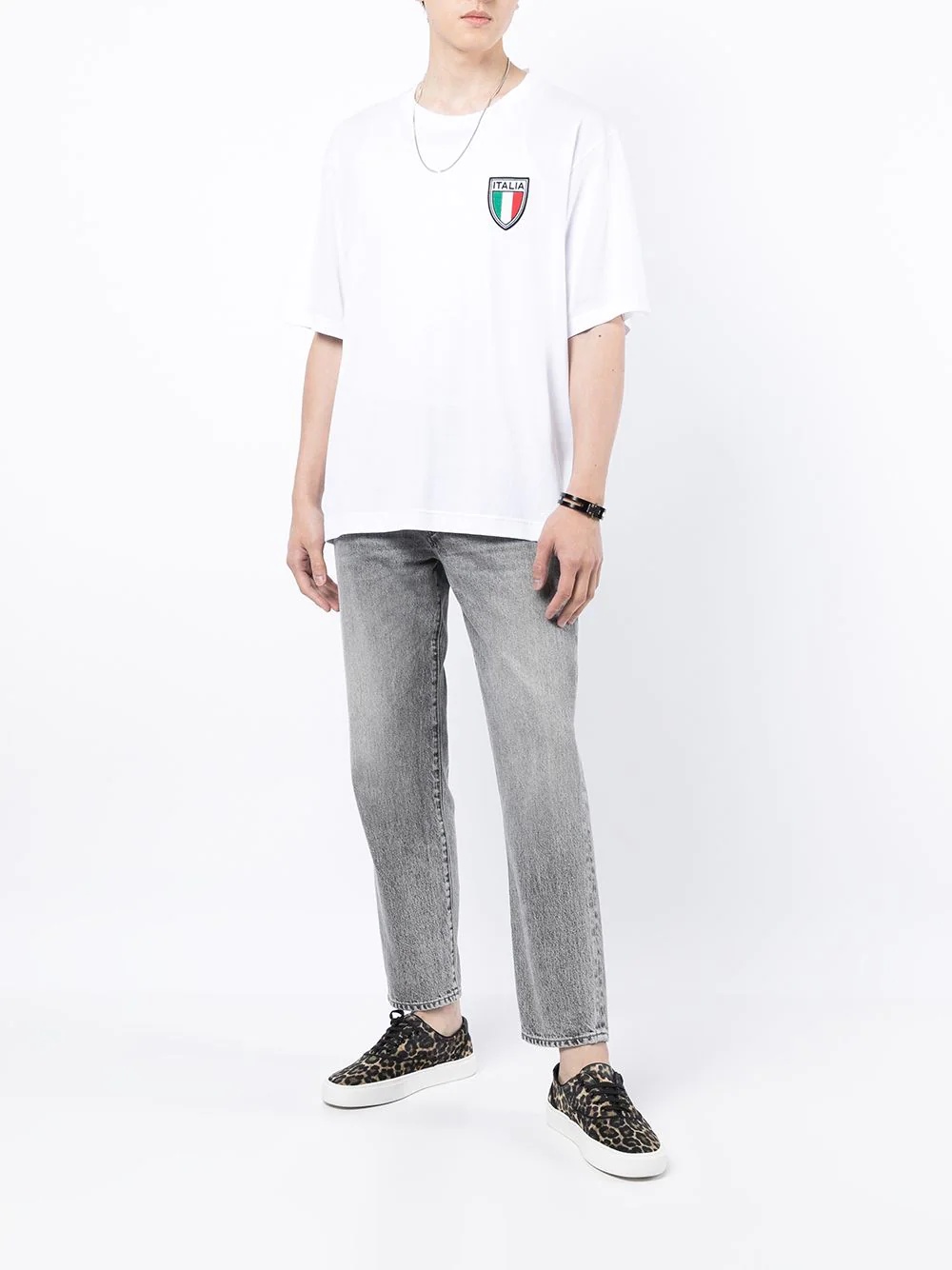 Italian flag-patch cotton T-shirt - 2