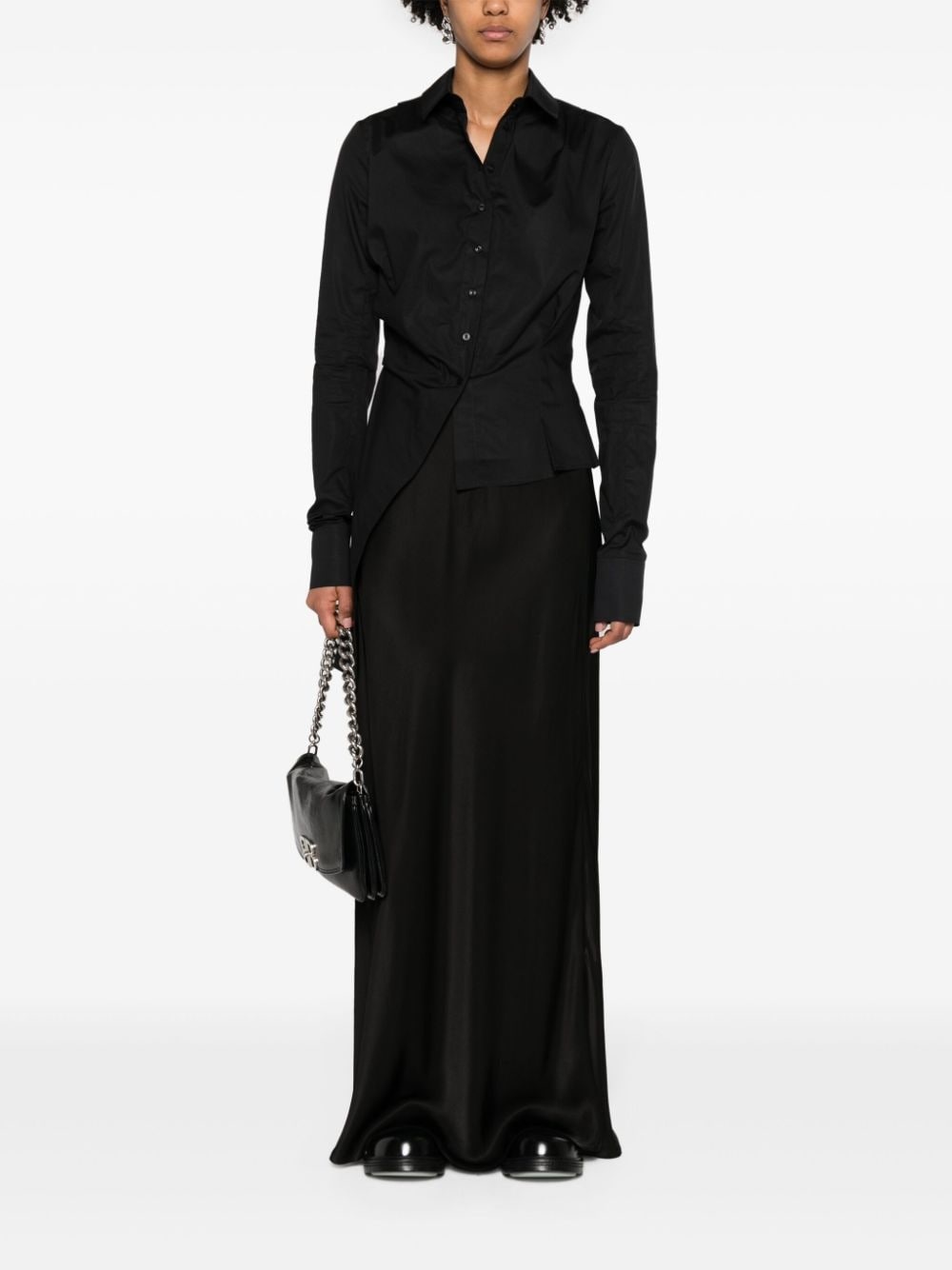 asymmetric poplin shirt - 2