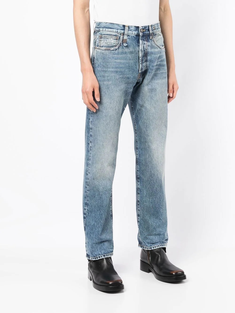 stonewashed straight-leg jeans - 3