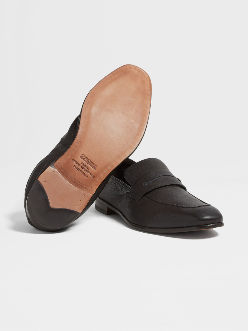 ZEGNA DARK BROWN SECONDSKIN L'ASOLA LOAFERS outlook