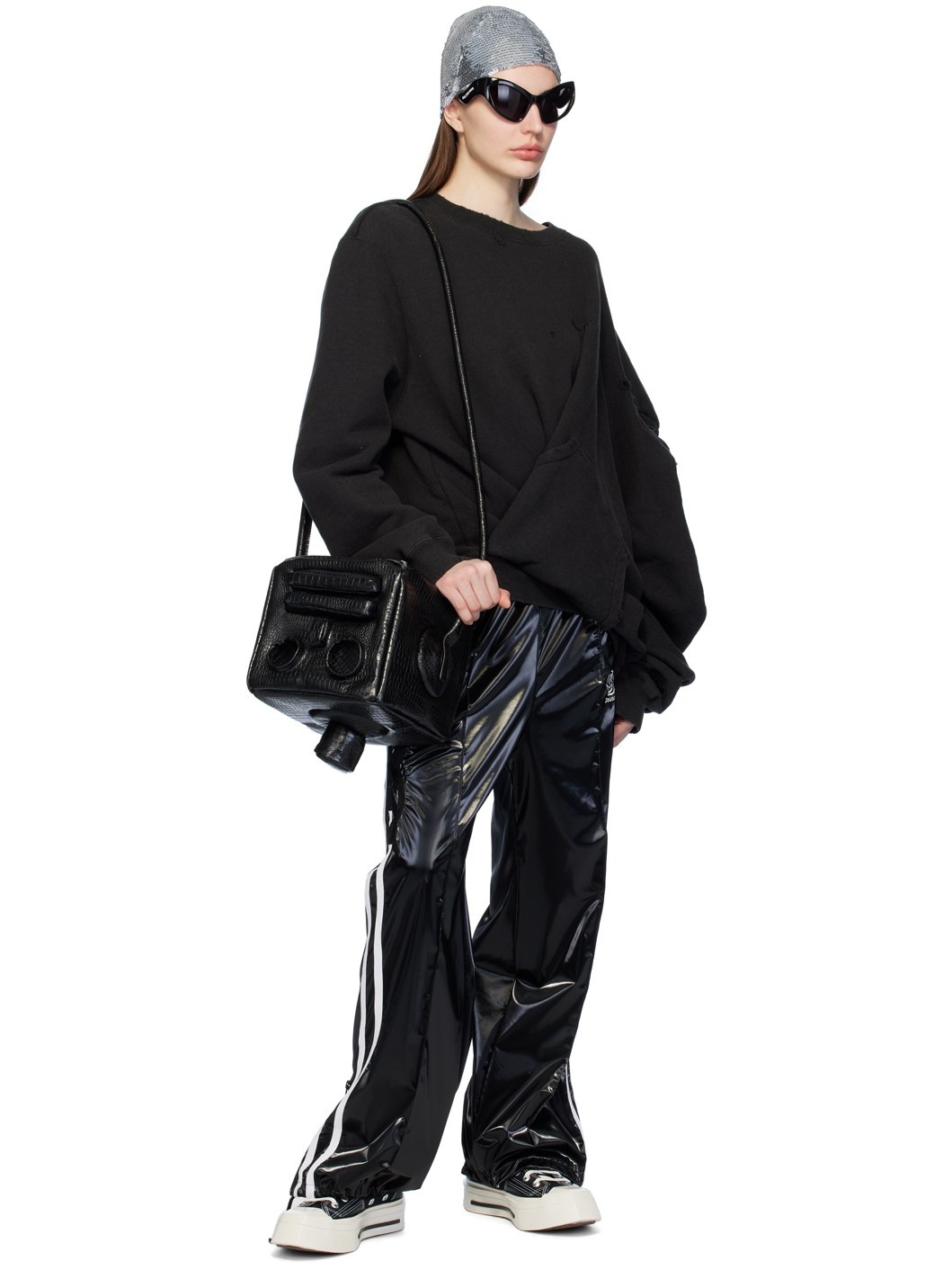 Black Embroidered Track Pants - 4