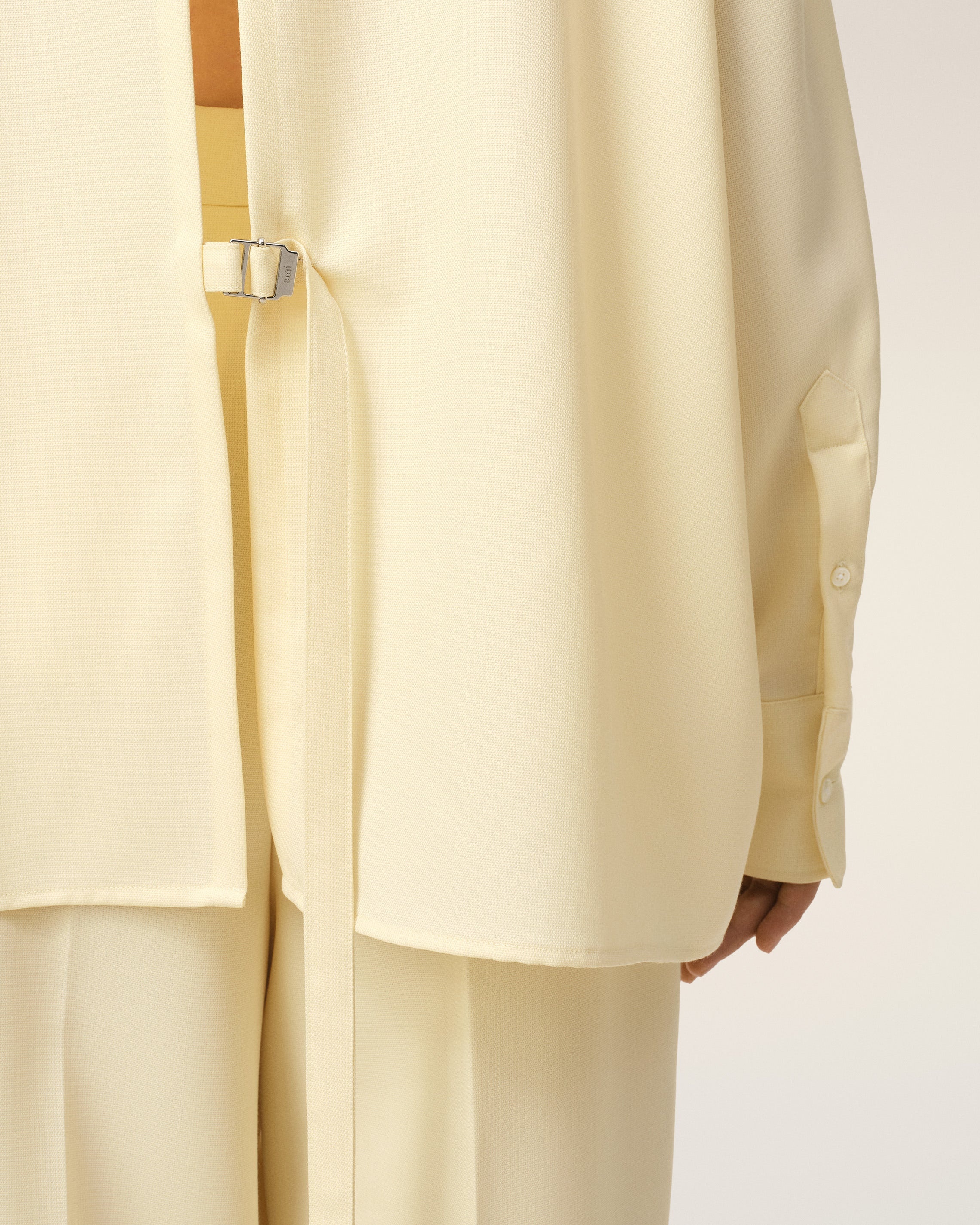 YELLOW WOOL BACK SLIT LOOSE SHIRT - 4