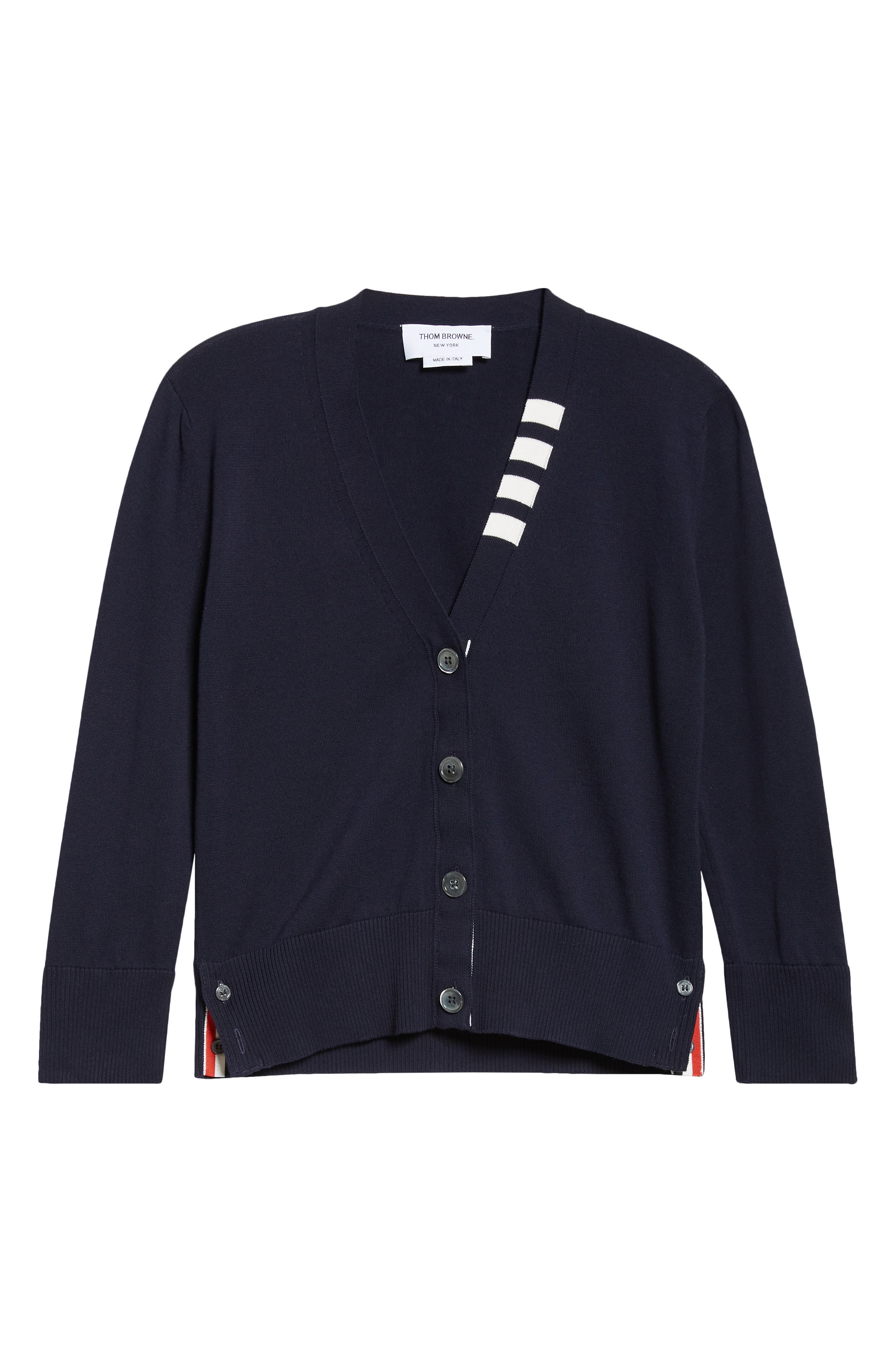 Thom Browne Jersey Stitch V-Neck Cotton Cardigan in Navy at Nordstrom - 6