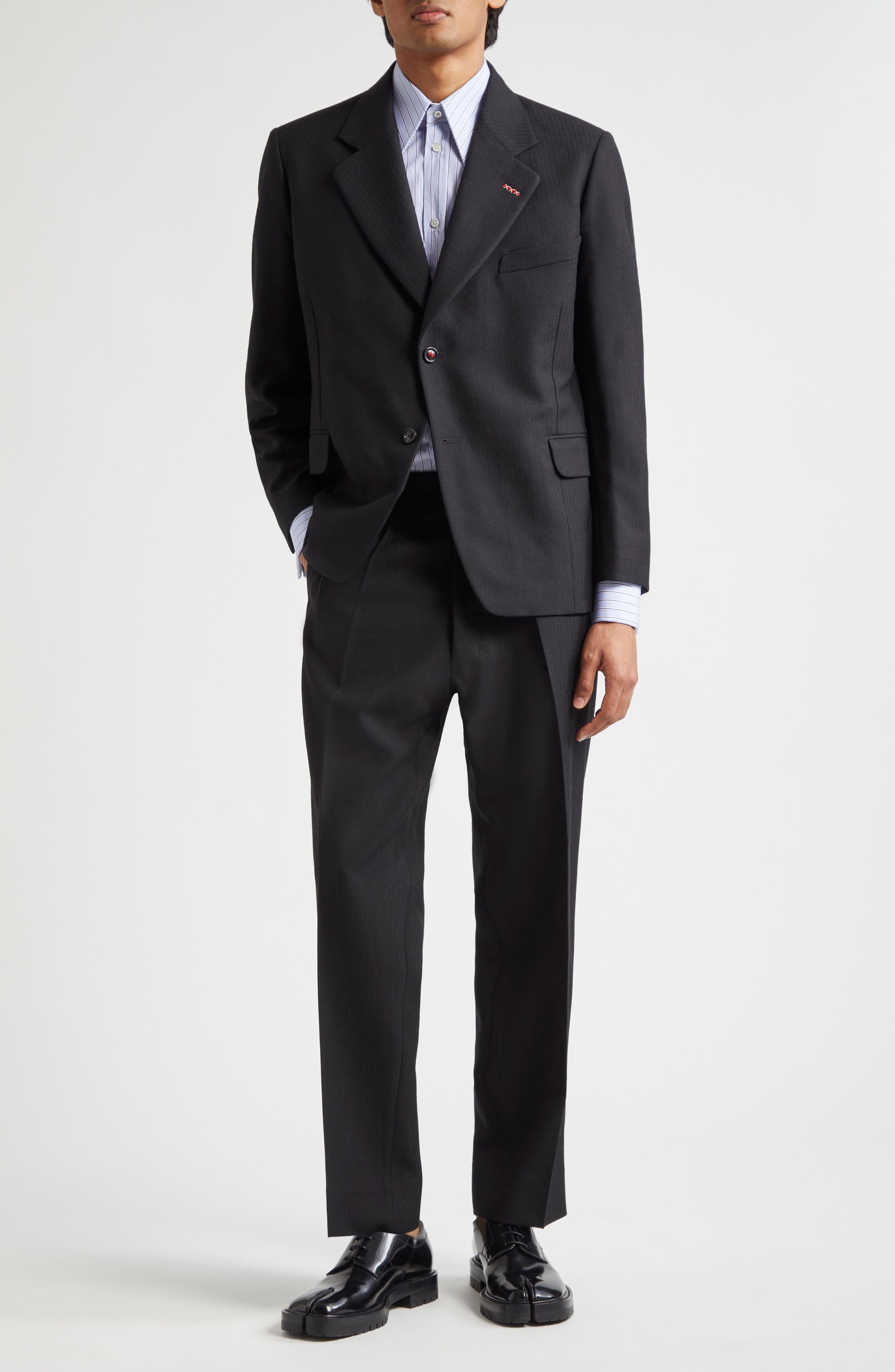 Maison Margiela Single Breasted Herringbone Wool Blazer in Black at Nordstrom - 2