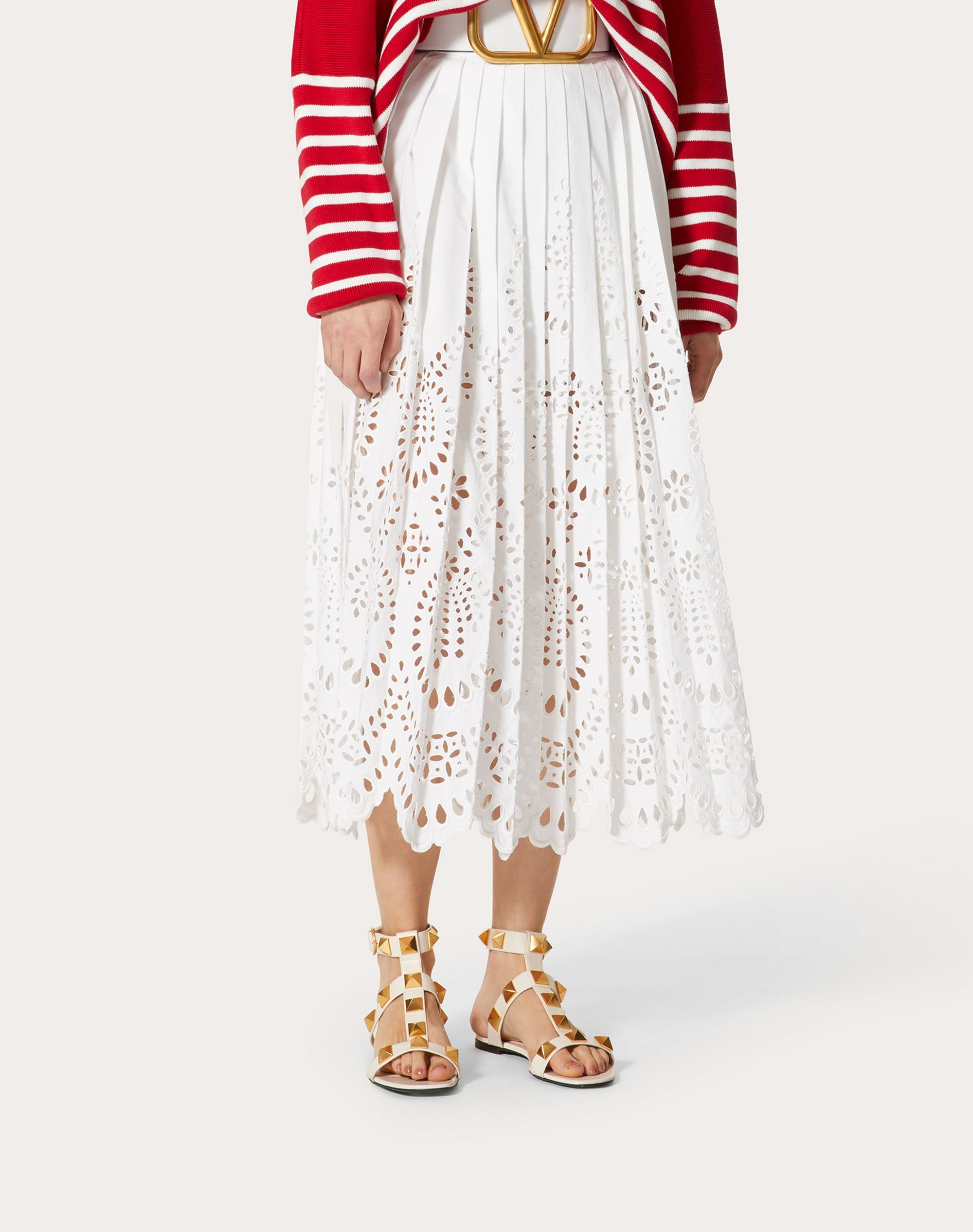 VALENTINO SAN GALLO EDITION COTTON POPLIN SKIRT - 3