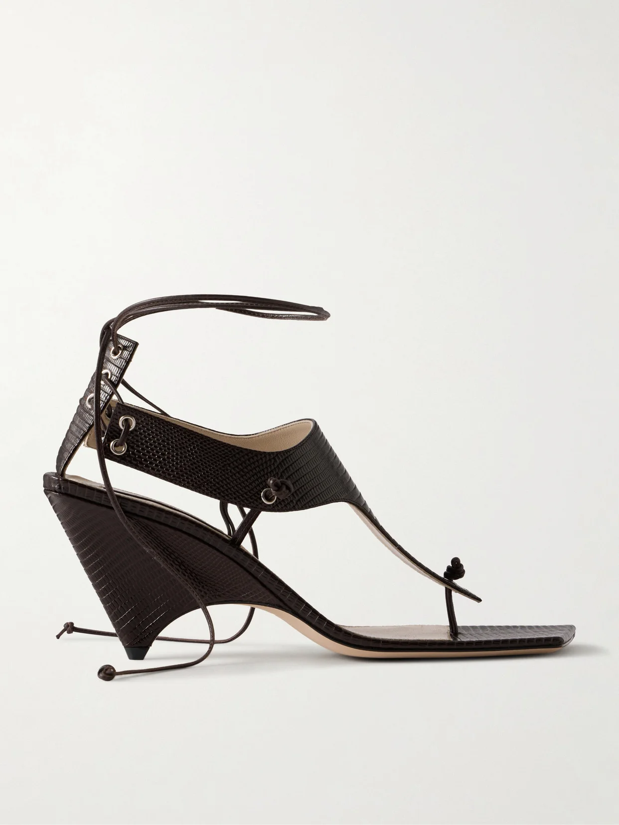 Edge T-strap 75 Textured Leather Sandals - 1