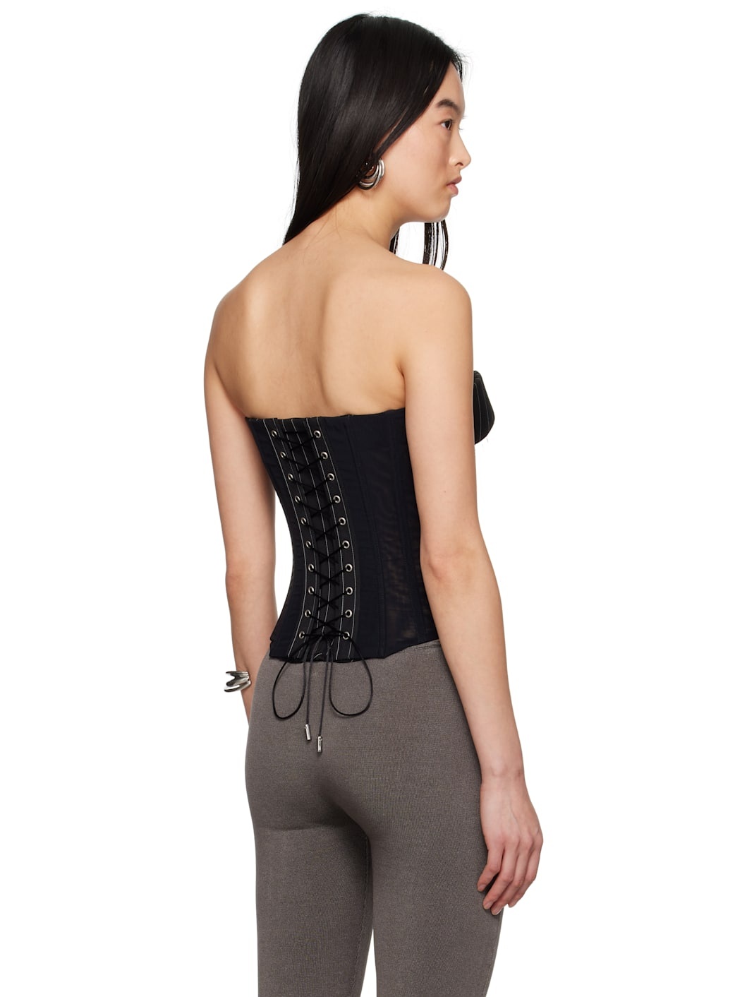 SSENSE Exclusive Black 'The Bi-Material Suit' Corset - 3