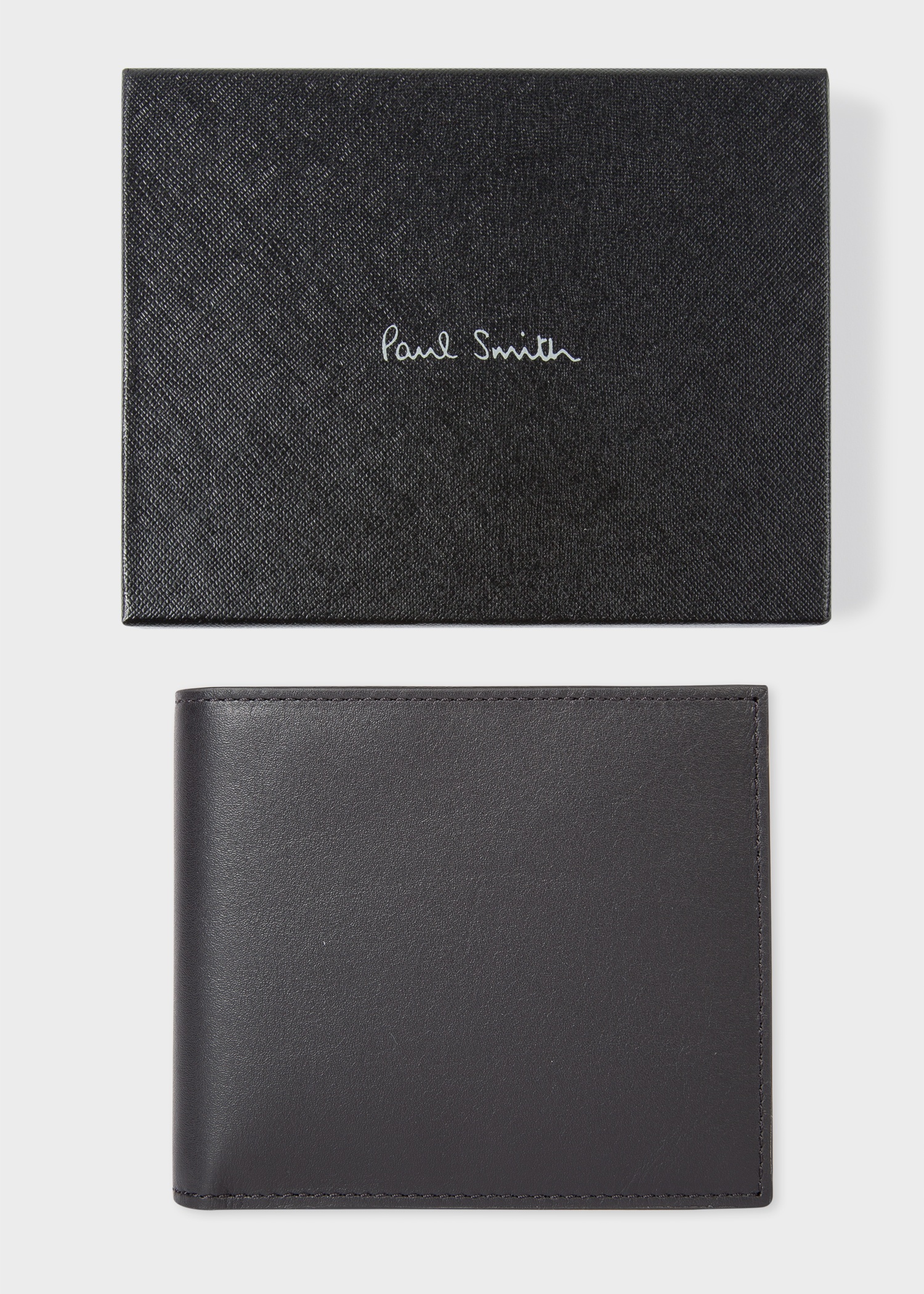 Black Leather Leather Monogrammed Billfold Wallet - 5
