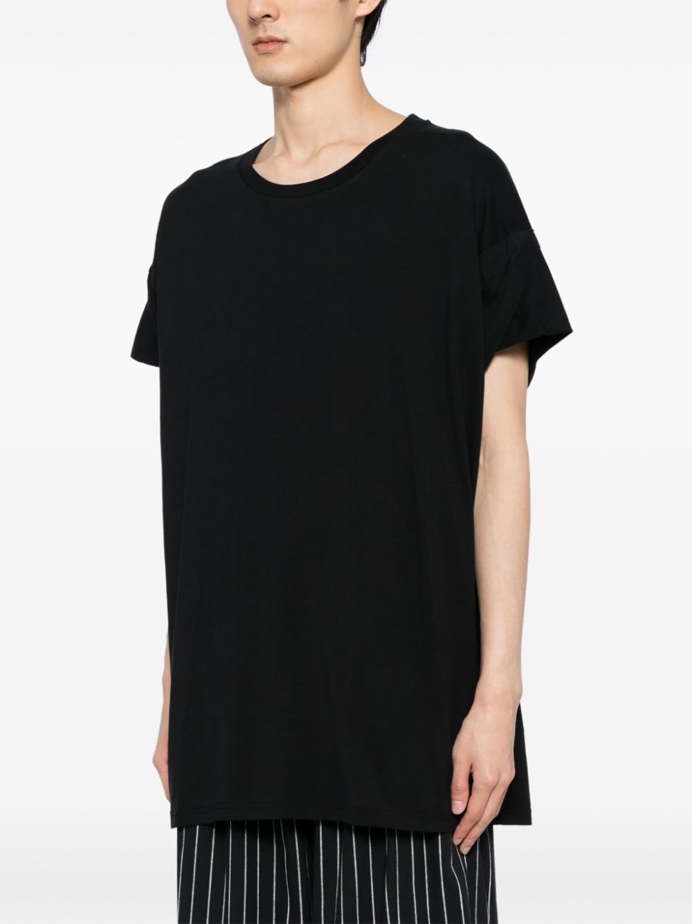draped-detail cotton T-shirt - 3