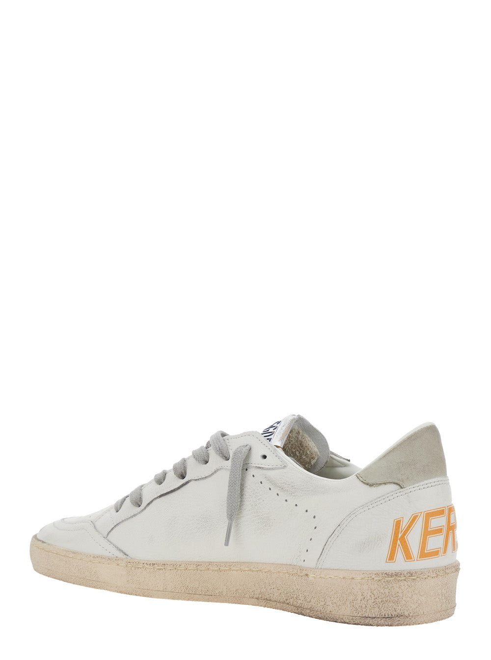 Golden Goose Men 'Ballstar' White Low Top Sneakers With Star Patch On The Side And Maxi Lettering On - 3