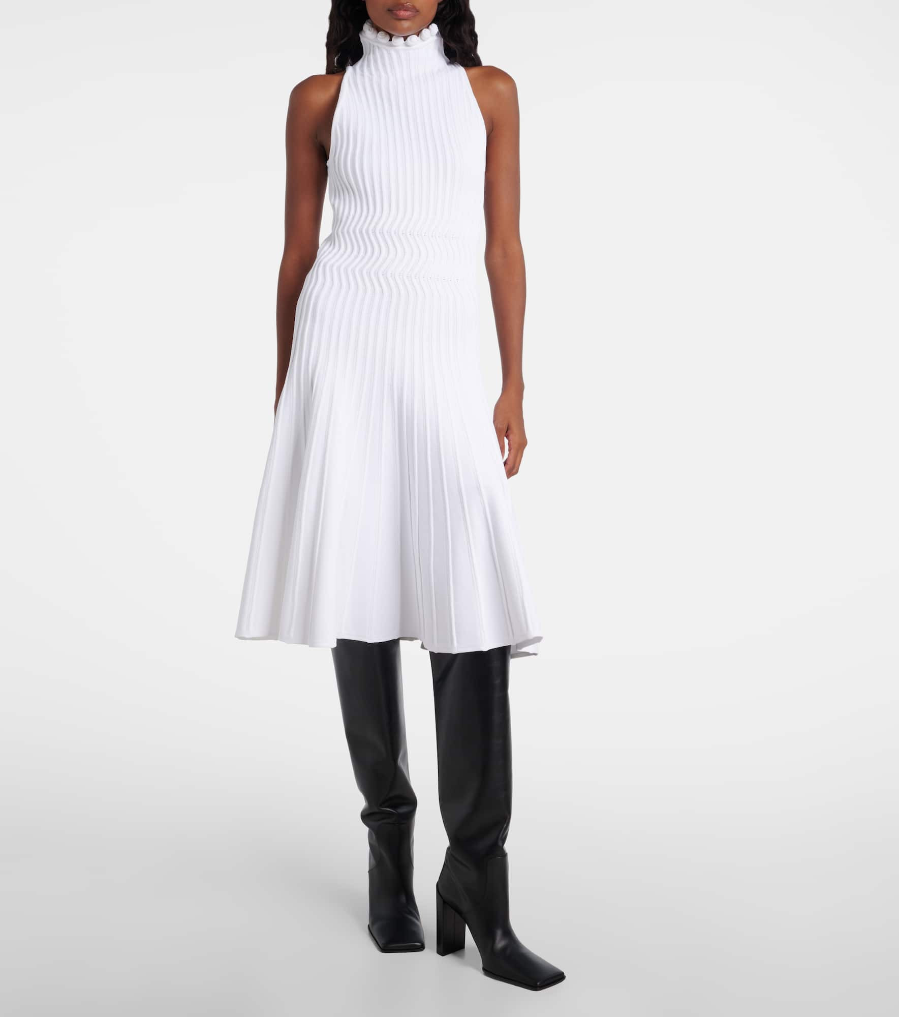 Ribbed-knit turtleneck midi dress - 2