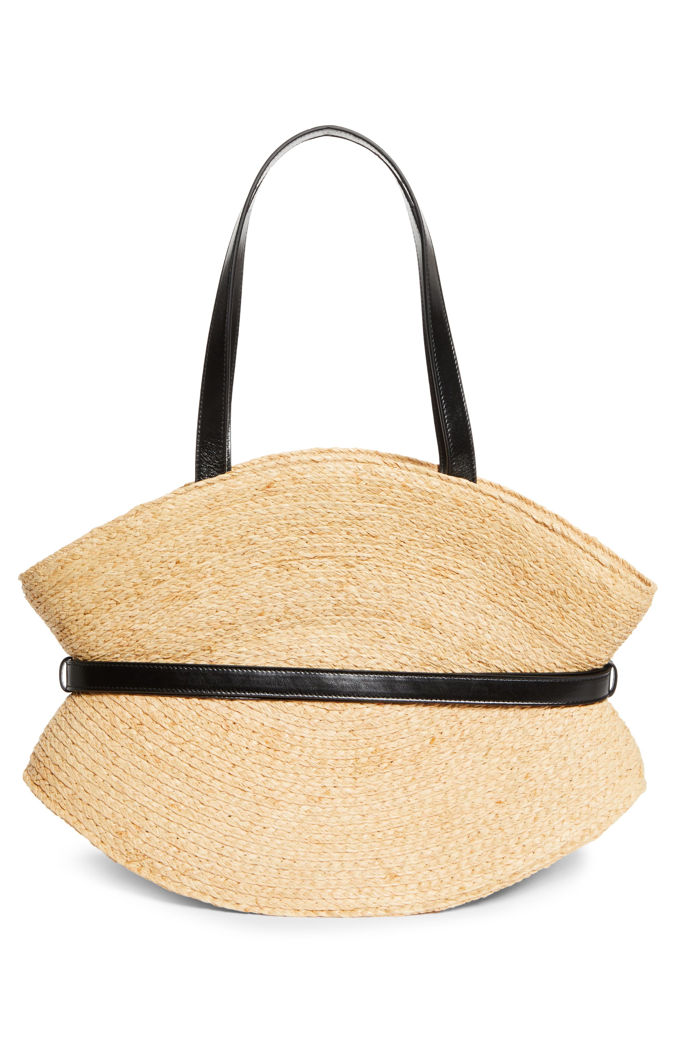 Balmain Medium Shuffle Raffia Tote in Natural /Black at Nordstrom - 4