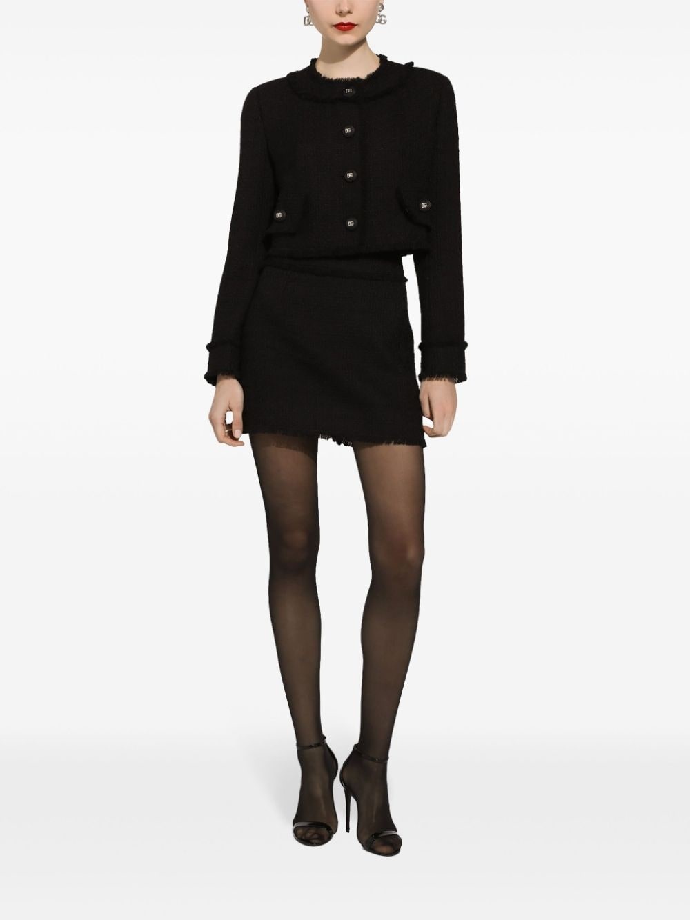 DG-buttons cropped tweed jacket - 2