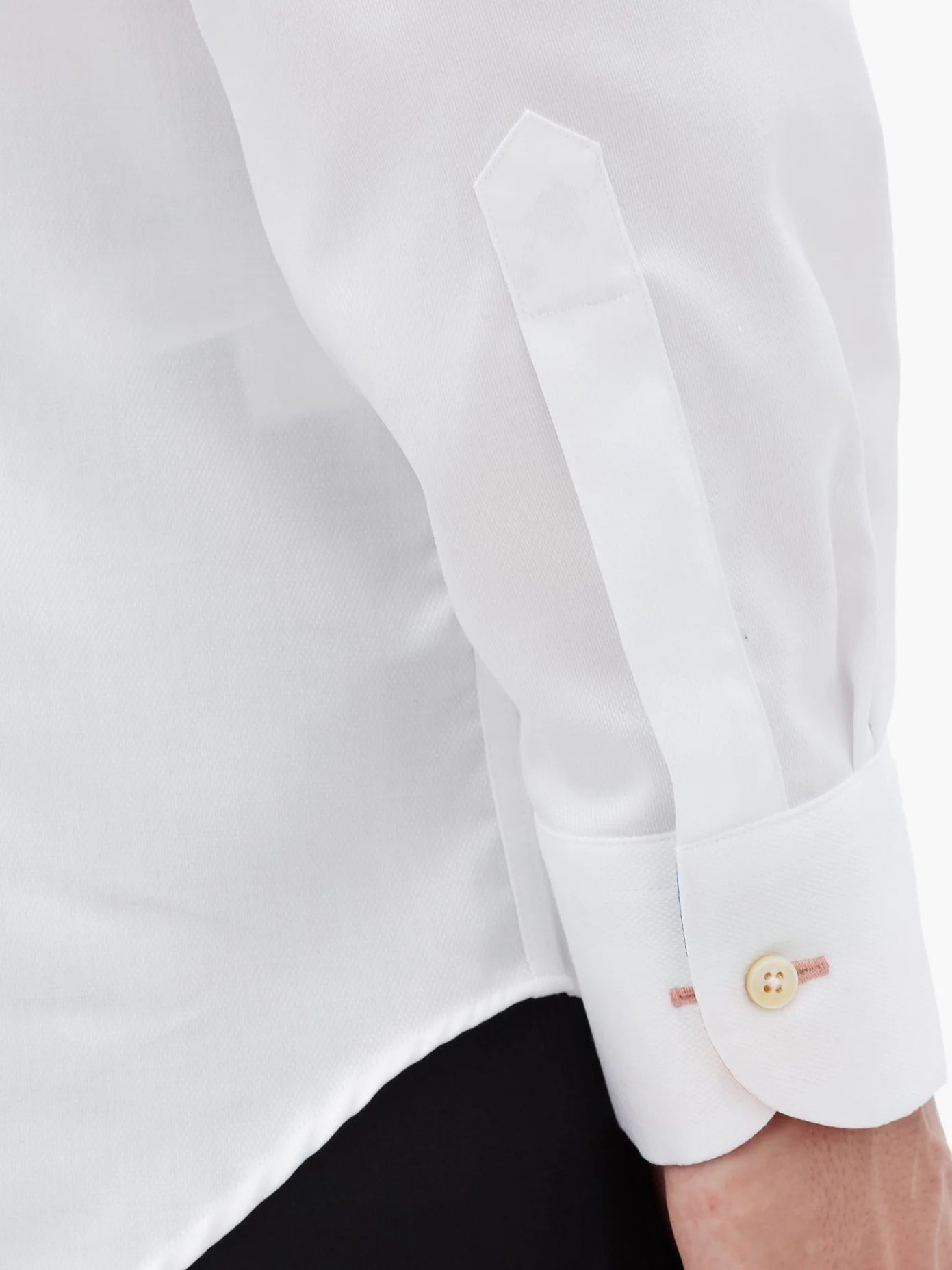 Knife-pleated plastron cotton-poplin tuxedo shirt - 4