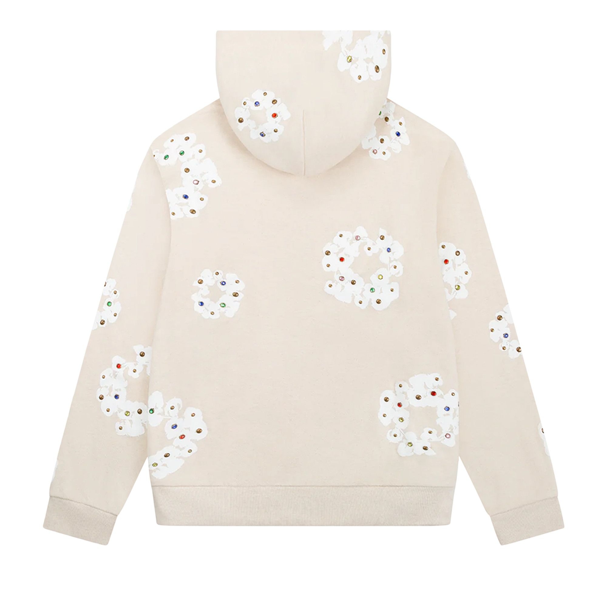 Denim Tears Rhinestone Wreath Zip Hoodie 'Oatmeal' - 2