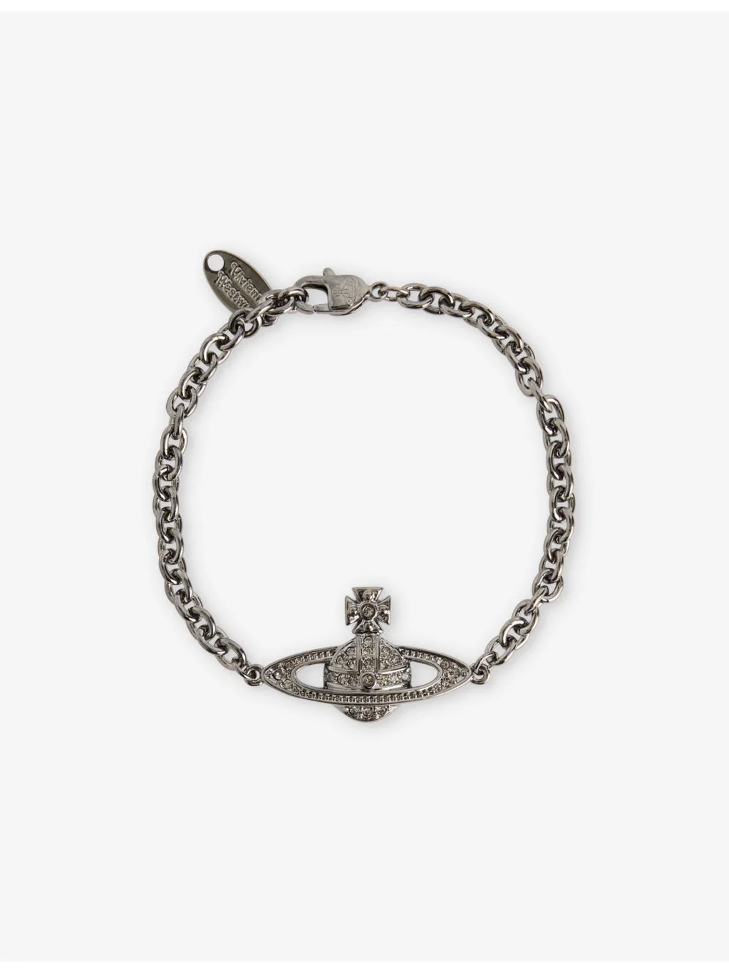 Man Mini Bas Relief chain-link brass and cubic zirconia bracelet - 1