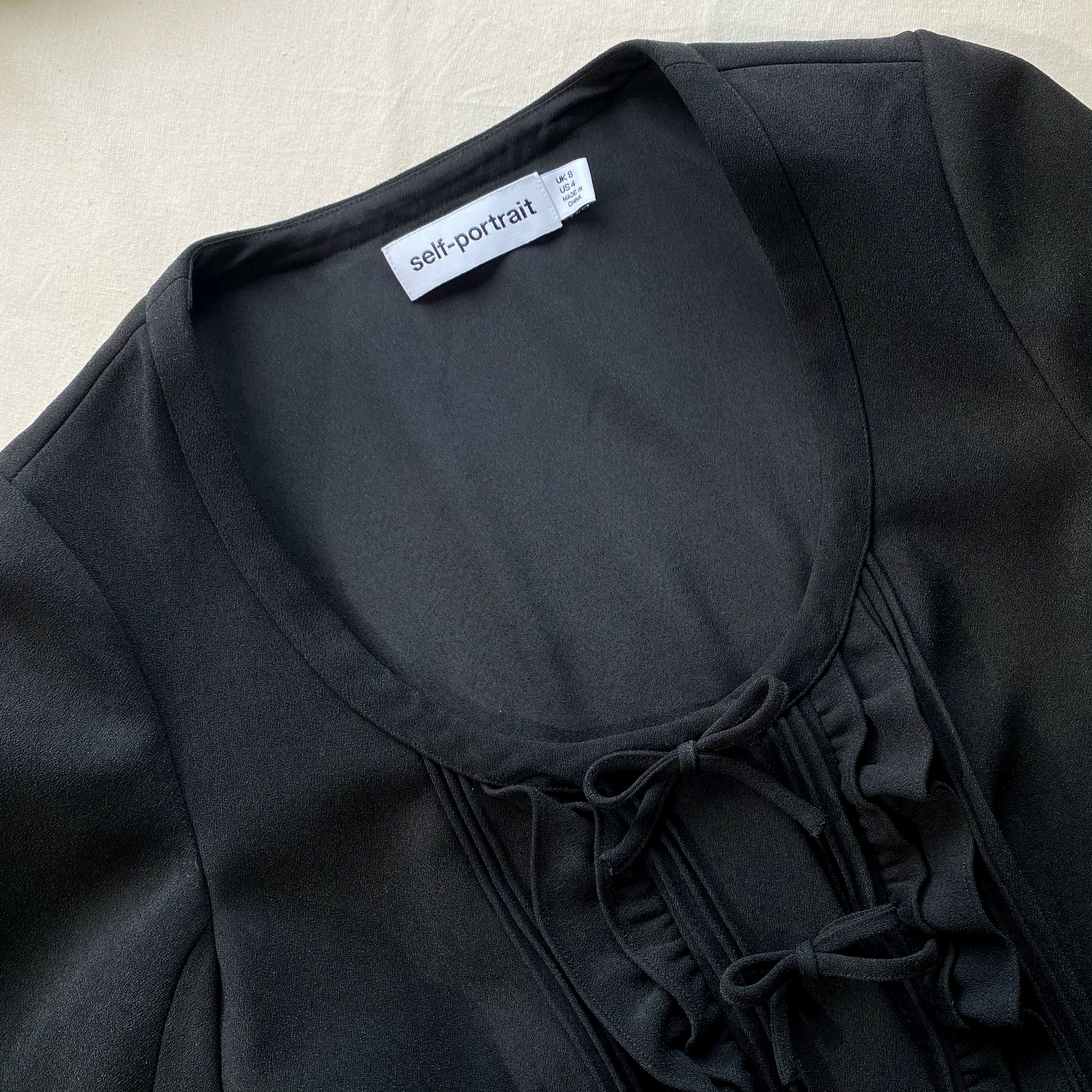 Black Crepe And Chiffon Midi Dress - 4