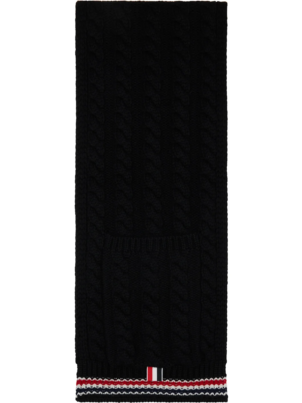 Black Cable Stitch RWB Stripe Pocket Scarf - 1