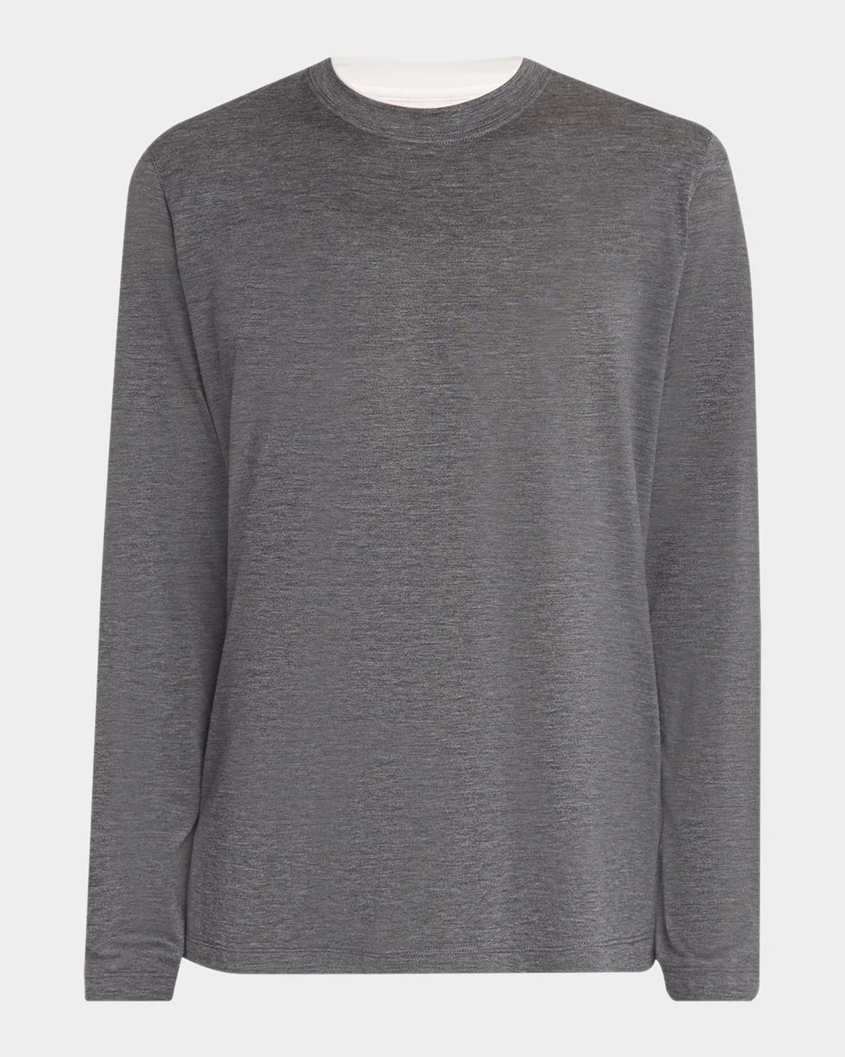 Men's Silk and Cotton Long-Sleeve Crewneck T-Shirt - 1