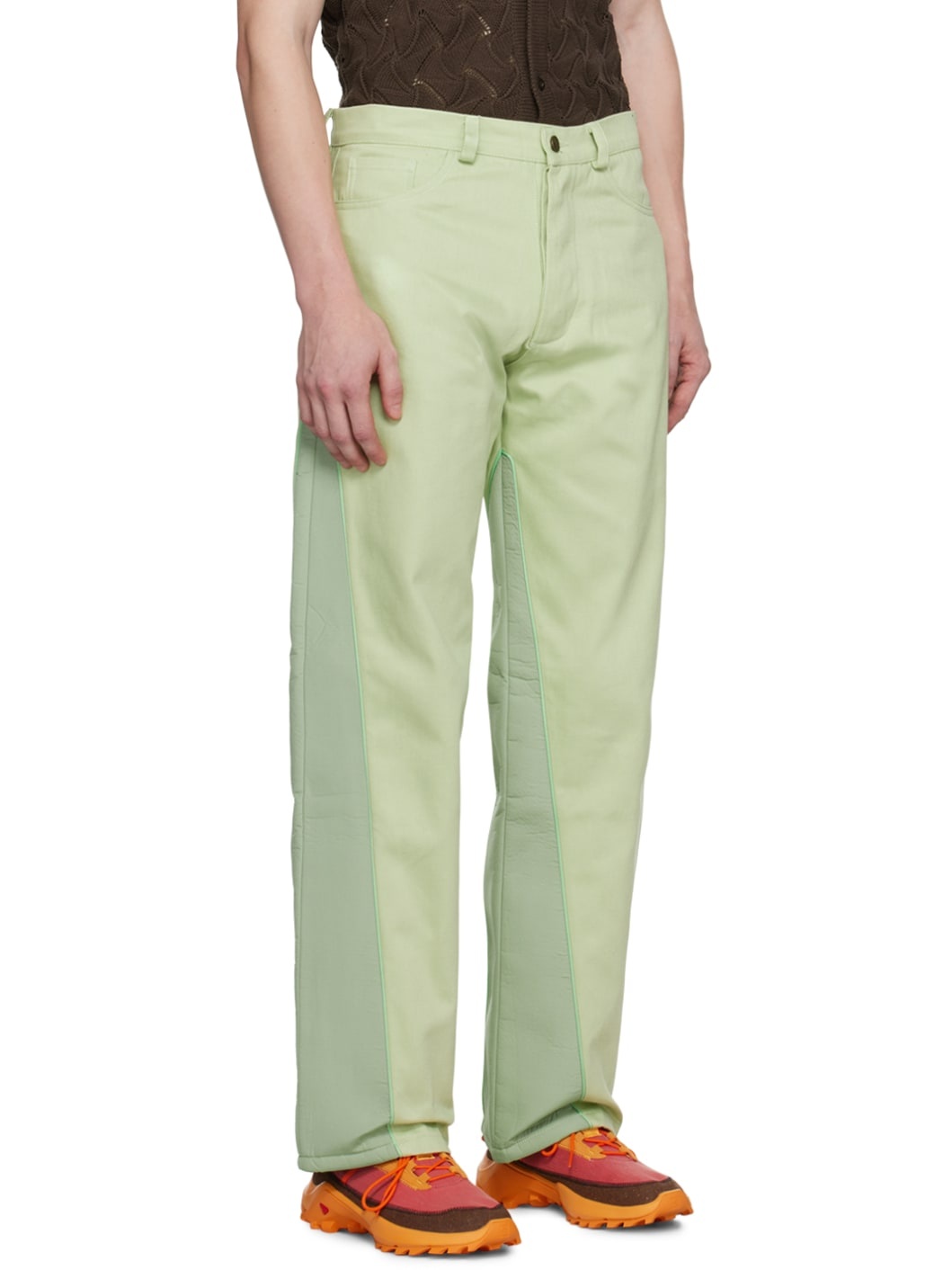 Green Paneled Jeans - 2