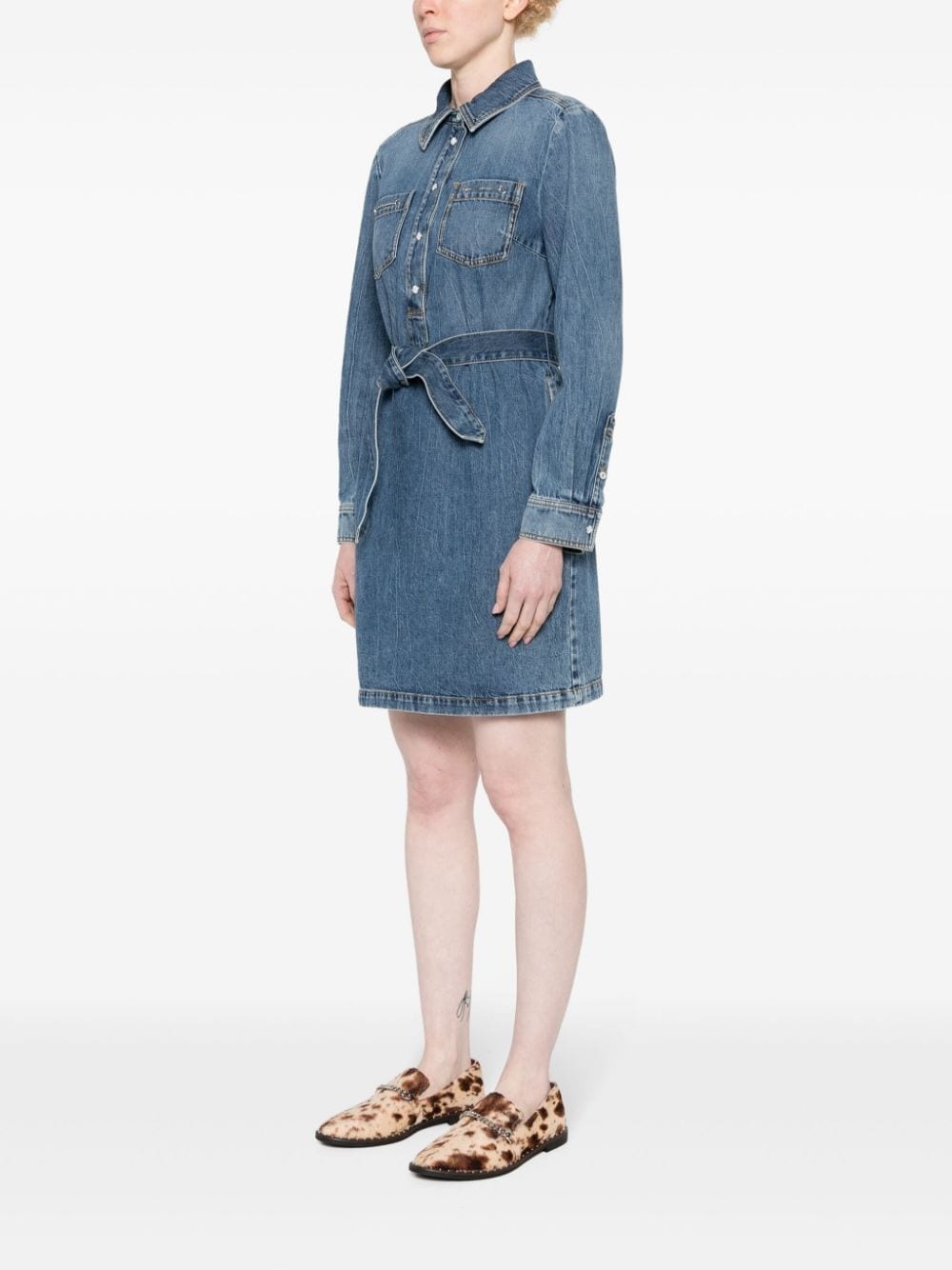 Horsebit-detail denim dress - 3