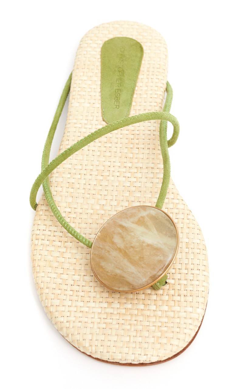 CHRISTOPHER ESBER Doma Stoned Leather Sandals green outlook