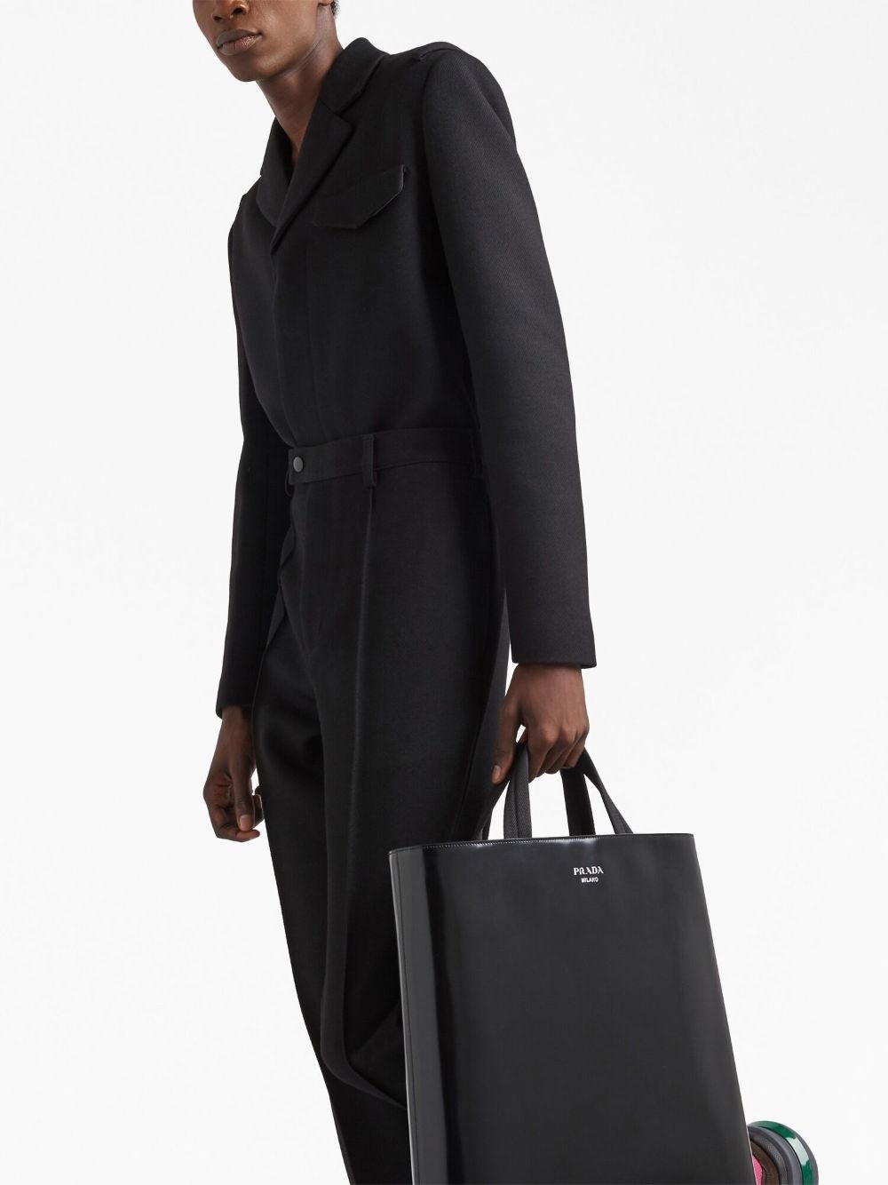 Prada logo-stamp leather tote bag | farfetch | REVERSIBLE