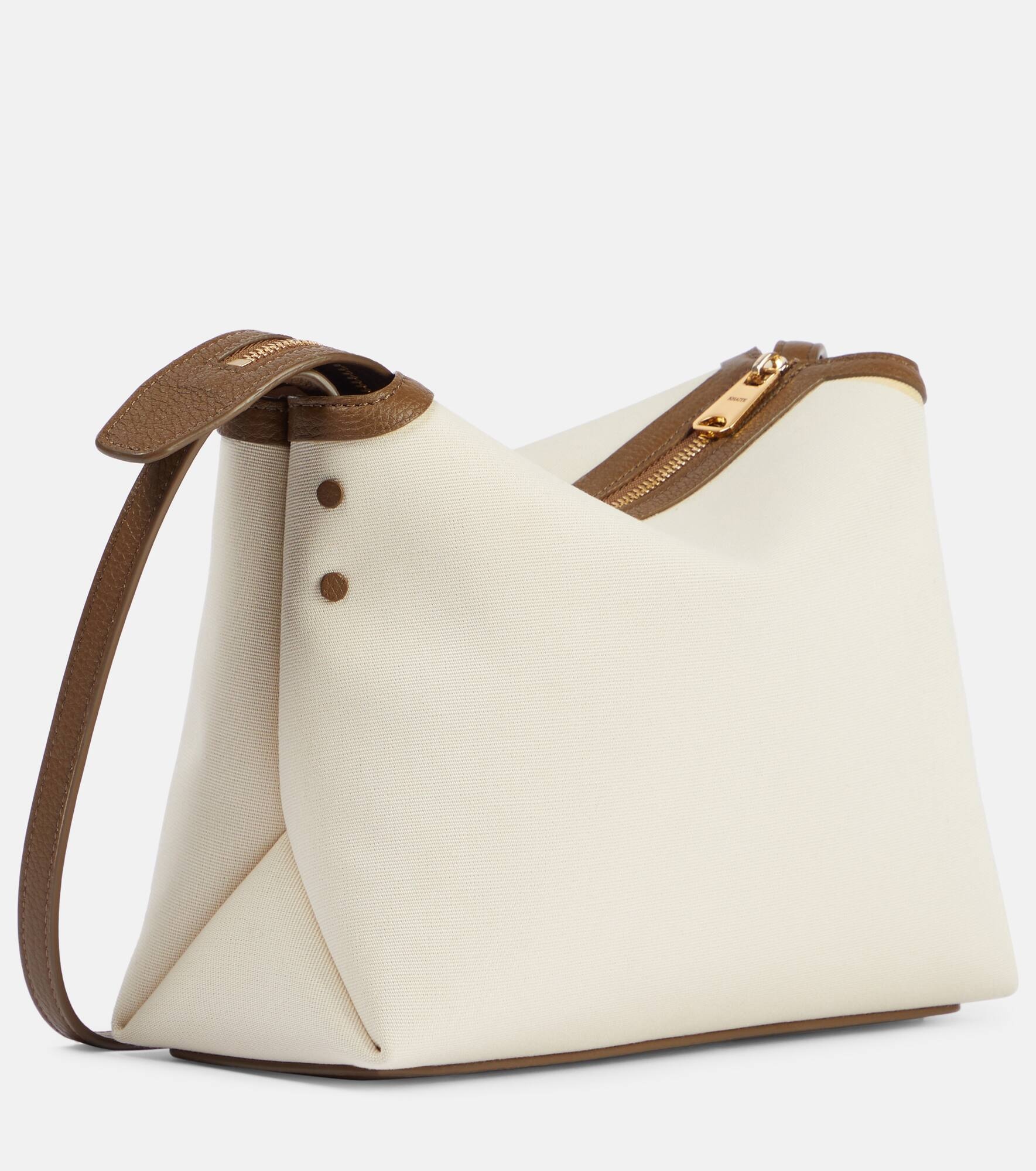 Lina leather-trimmed canvas crossbody bag - 4