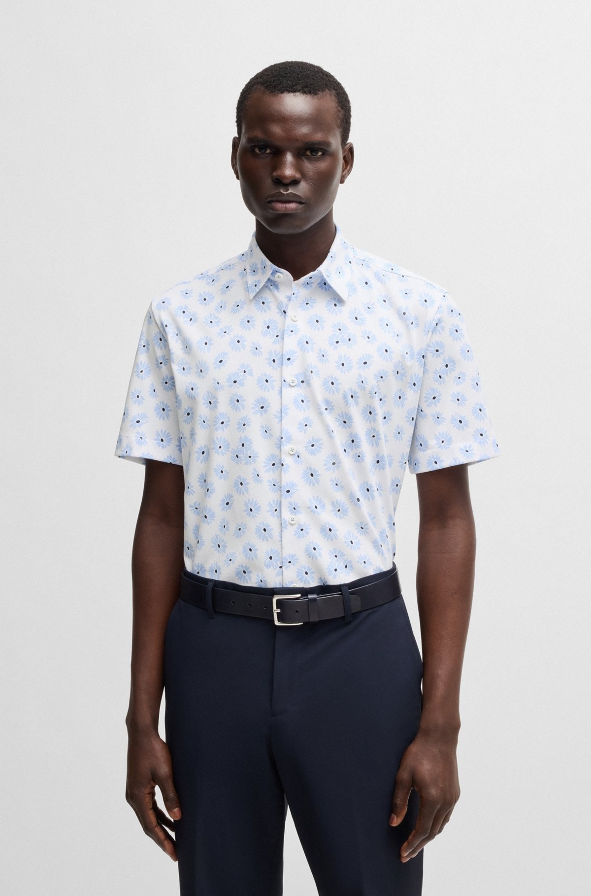 SLIM-FIT SHIRT IN A FLORAL-PRINT COTTON BLEND - 2