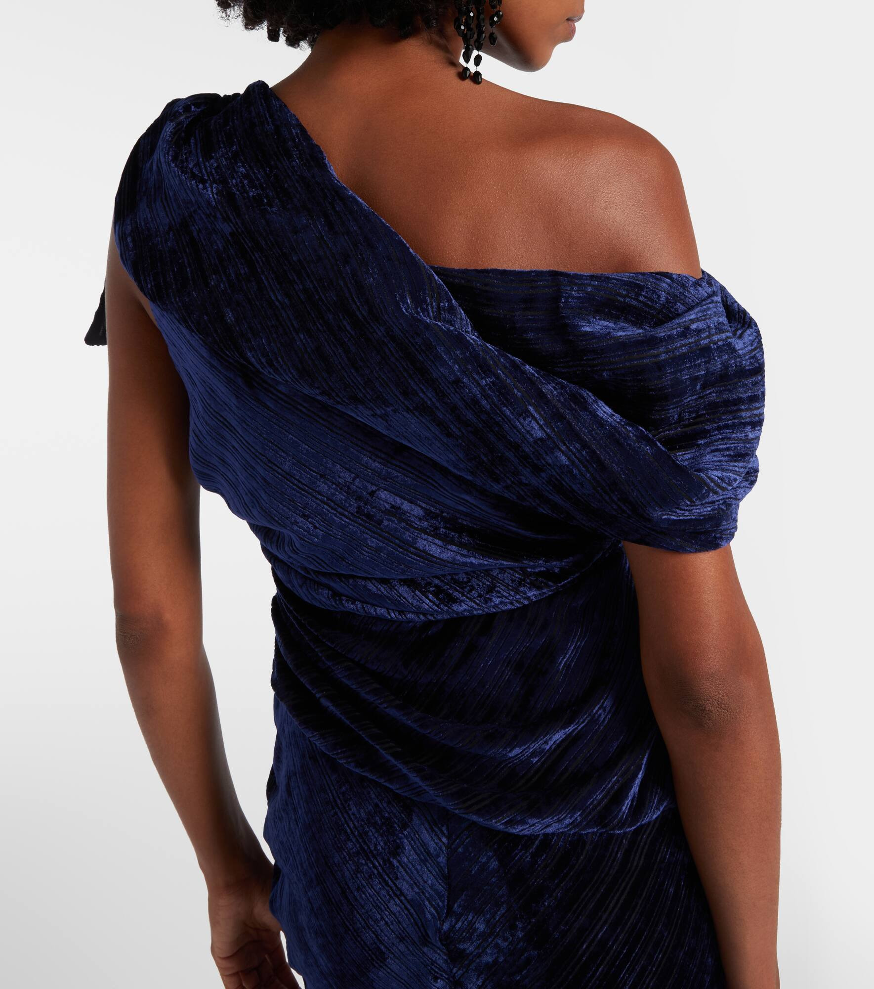 Cyane one-shoulder velvet midi dress - 6