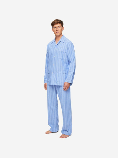 Derek Rose Men's Classic Fit Pyjamas Arran 20 Brushed Cotton Blue outlook