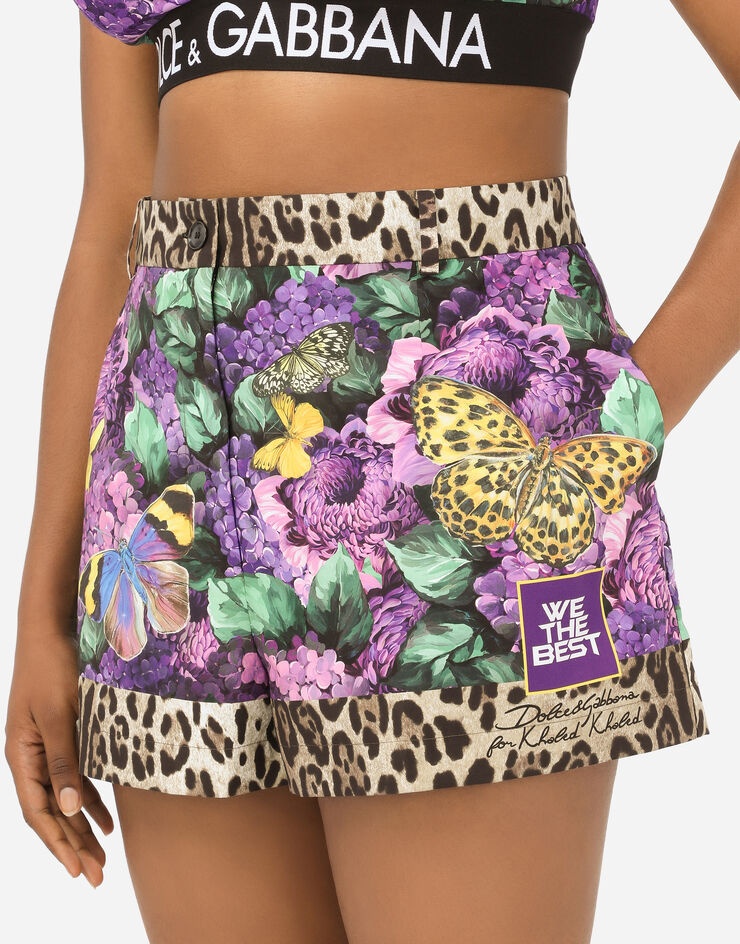 Butterfly-print poplin shorts - 4