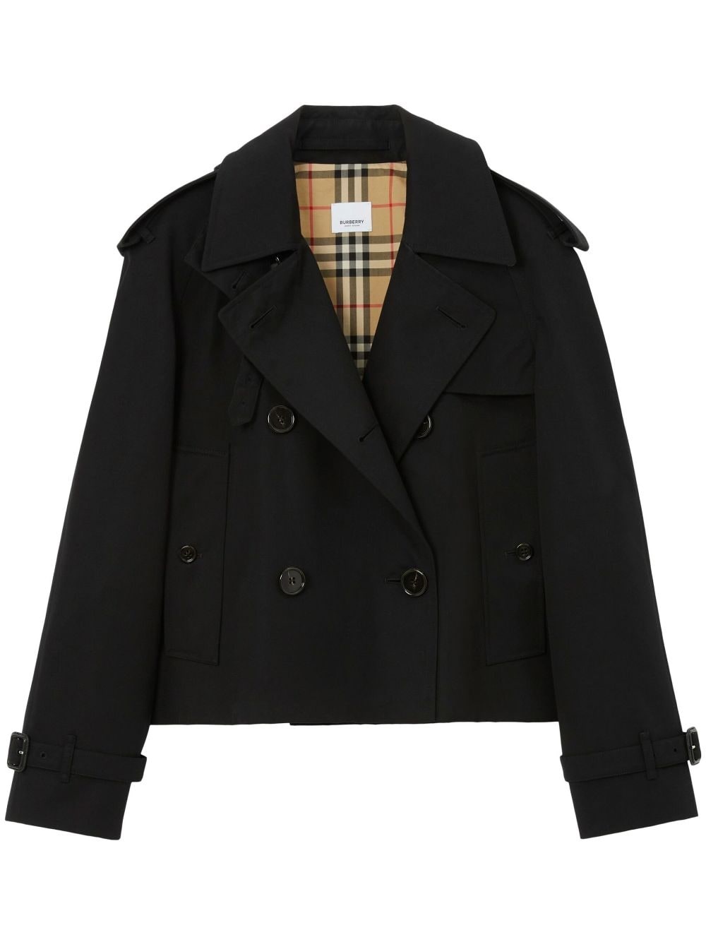 double-breasted cropped trench coat - 1