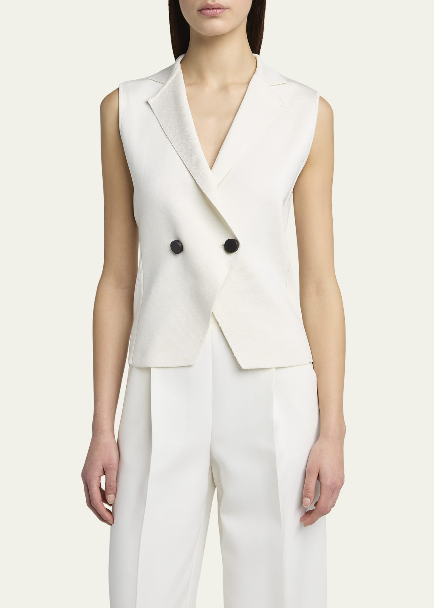 Silk Knit Single-Breasted Vest - 4