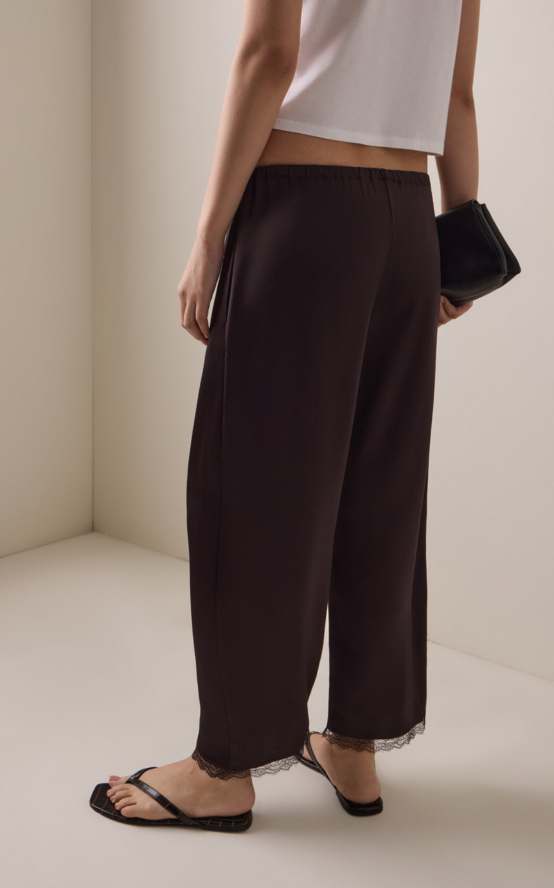 Barb Lace-Trimmed Satin Crop Pants brown 4