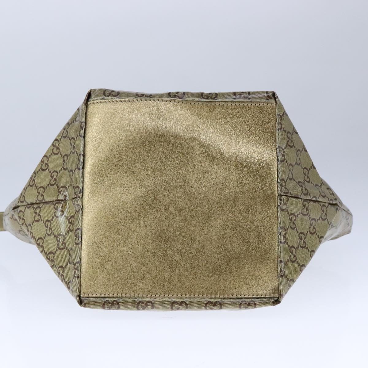 GUCCI GG Crystal Sherry Line Hand Bag Gray Gold Brown - 5