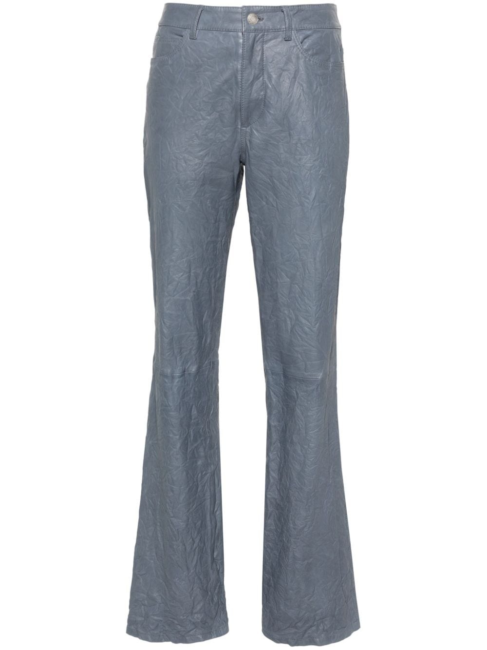 straight-leg crinkled-leather trousers - 1